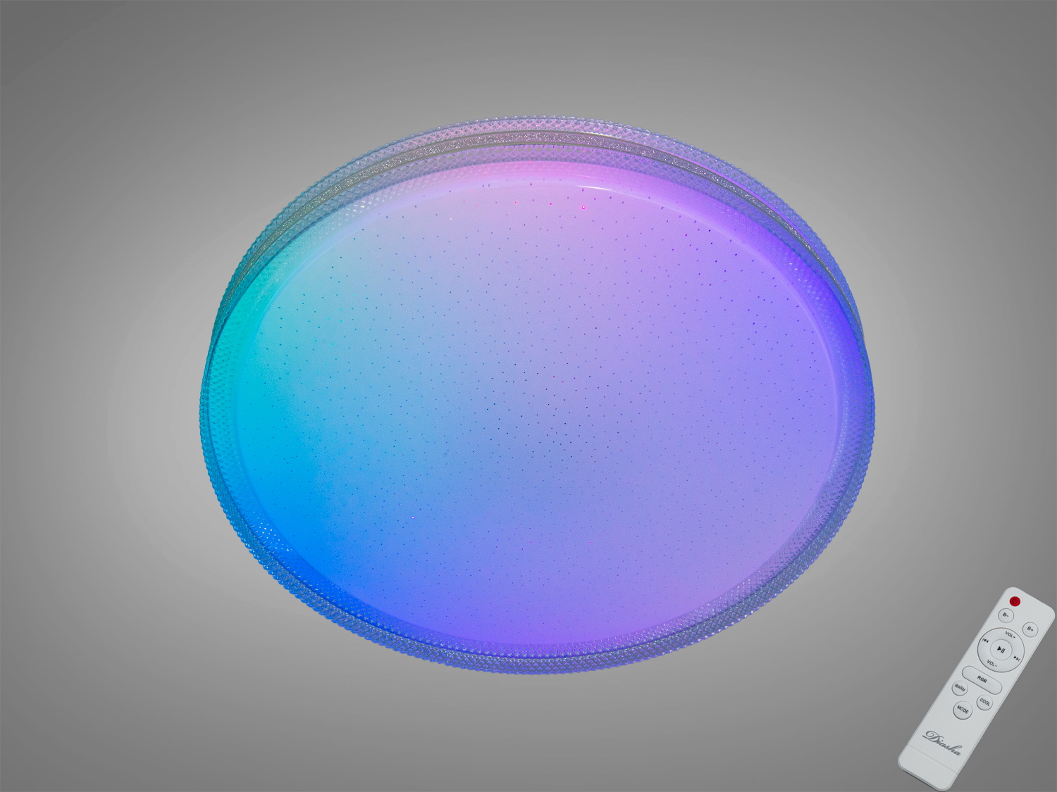 Стельова смарт LED люстра 70 Вт у білому кольорі з RGB та пультом, керування через додаток iLink. Припускається комфортне освітлення кімнат до близько 12 м².