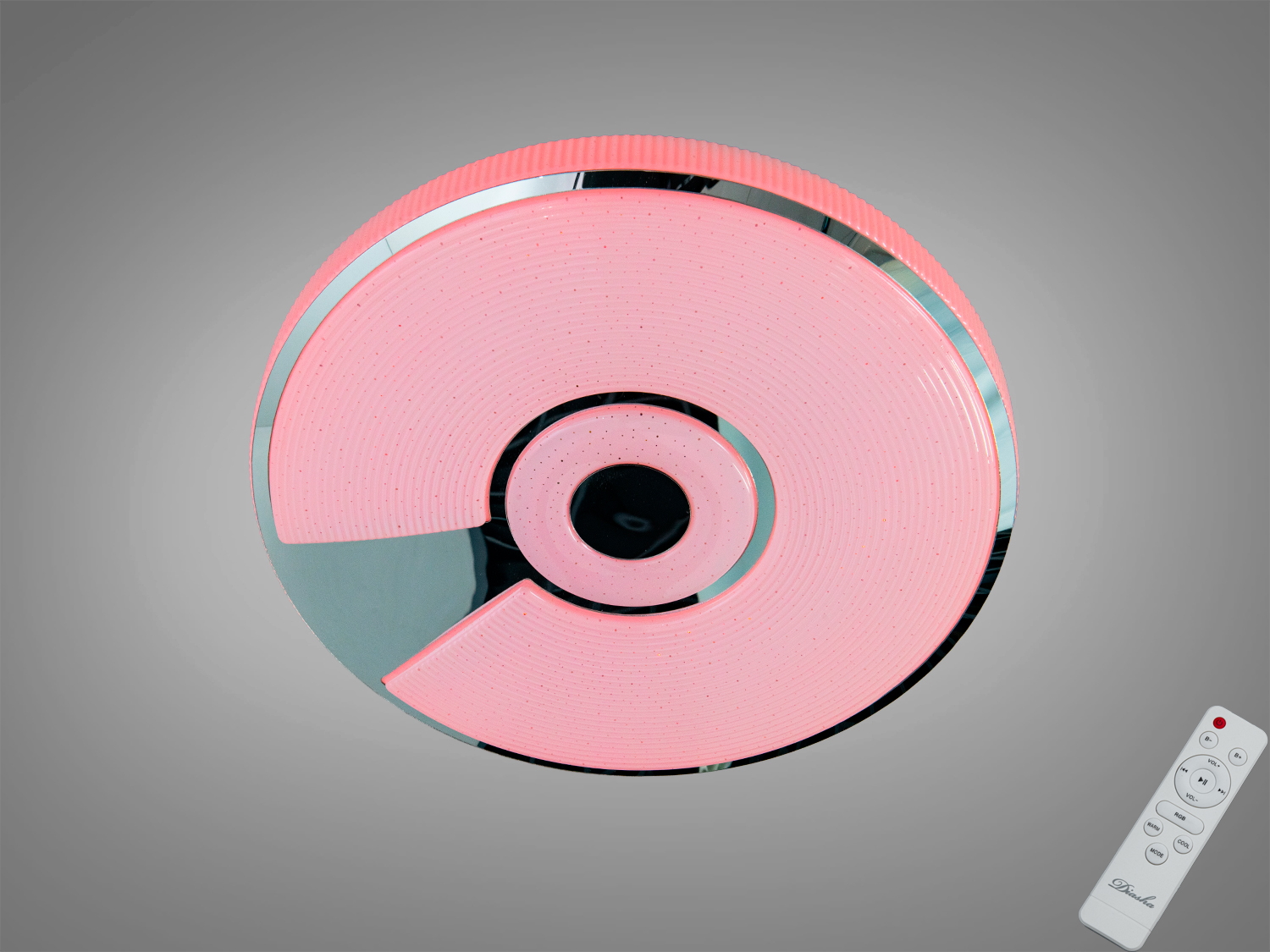 Стельова смарт LED люстра RGB 70 Вт з пультом і керуванням через iLink. Білий корпус, кольорові ефекти, рекомендовано для приміщень до 12 м².