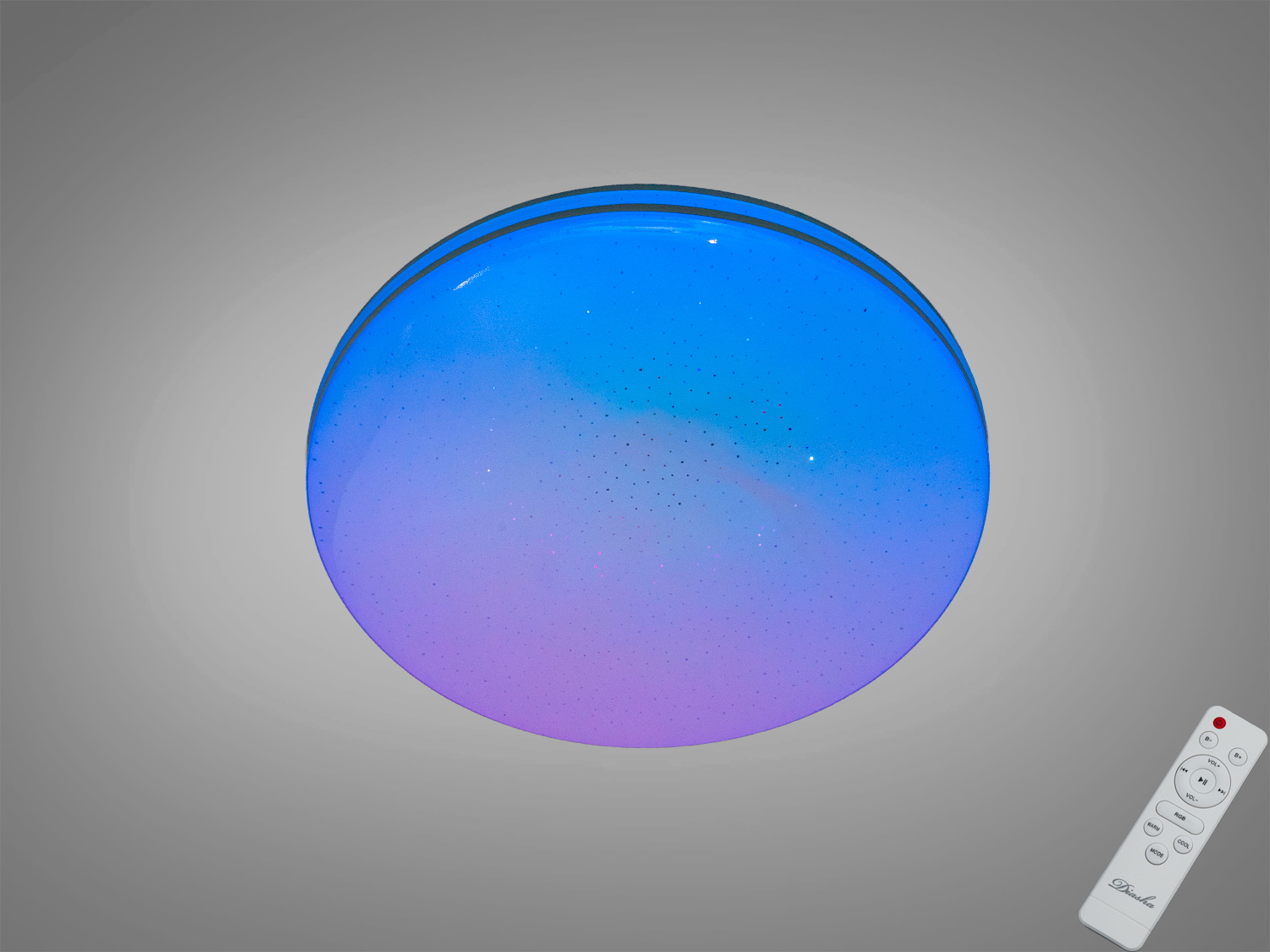 Кругла LED стельова люстра 34 Вт, біла, для кімнат до 6 м². Рівномірне м’яке світло, накладний монтаж, керування від вимикача, без пульта.