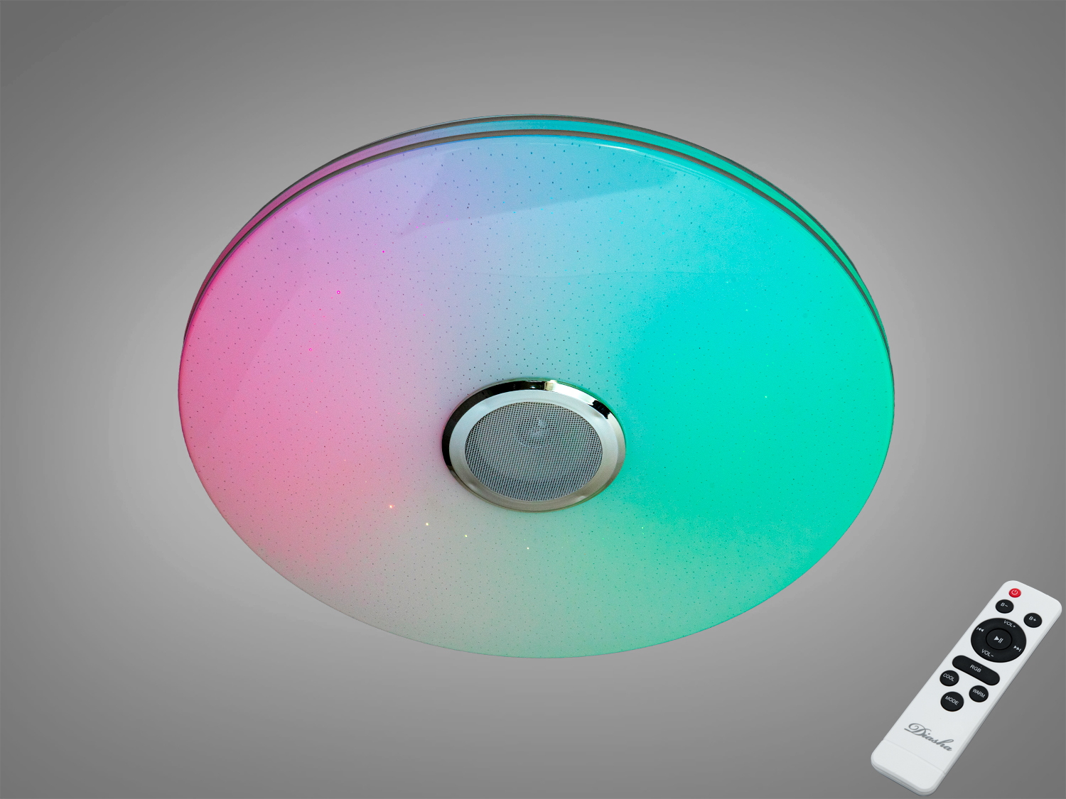 RGB смарт люстра Diasha 80 Вт з Bluetooth-колонкою та керуванням через Tuya Smart Life і пульт ДУ. Освітлення до 14 м², сцени та синхронізація зі звуком.