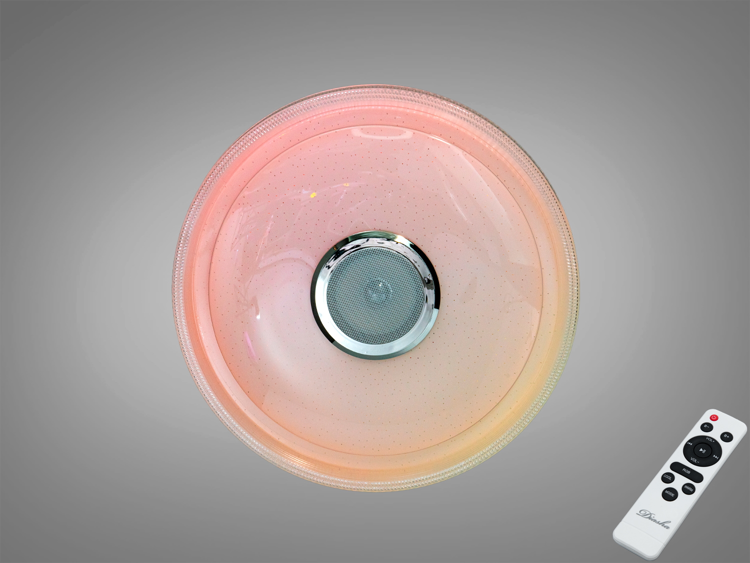 Смарт стельовий світильник Diasha 70Вт з RGB та Bluetooth-колонкою. Керування через TUYA Smart Life і пульт, музика, сцени, синхронізація світла.