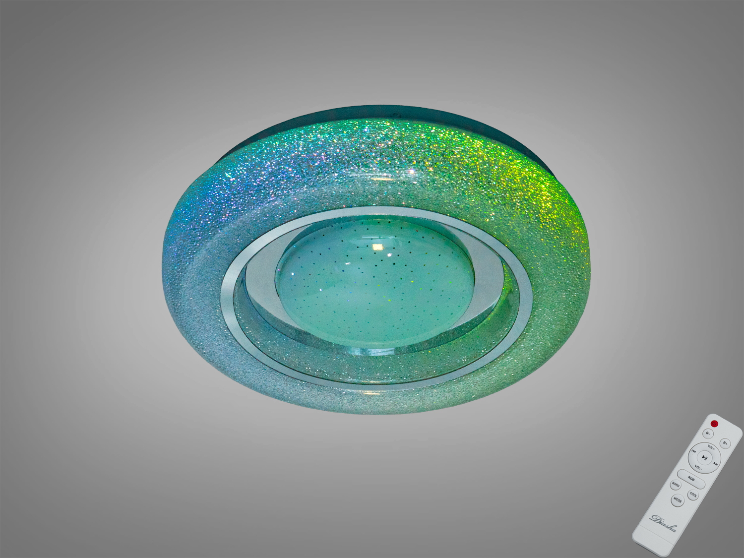 Кругла LED стельова люстра 34 Вт, біла, для кімнат до 6 м². Рівномірне м’яке світло, накладний монтаж, керування від вимикача, без пульта.