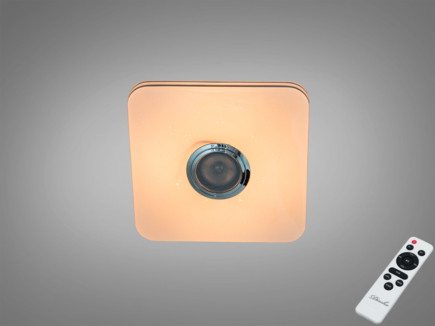 Смарт стельова люстра 45 Вт з RGB і вбудованою Bluetooth-колонкою. Керування через TUYA/Smart Life та пульт, сцени й синхронізація зі звуком для приміщень до 8 м².