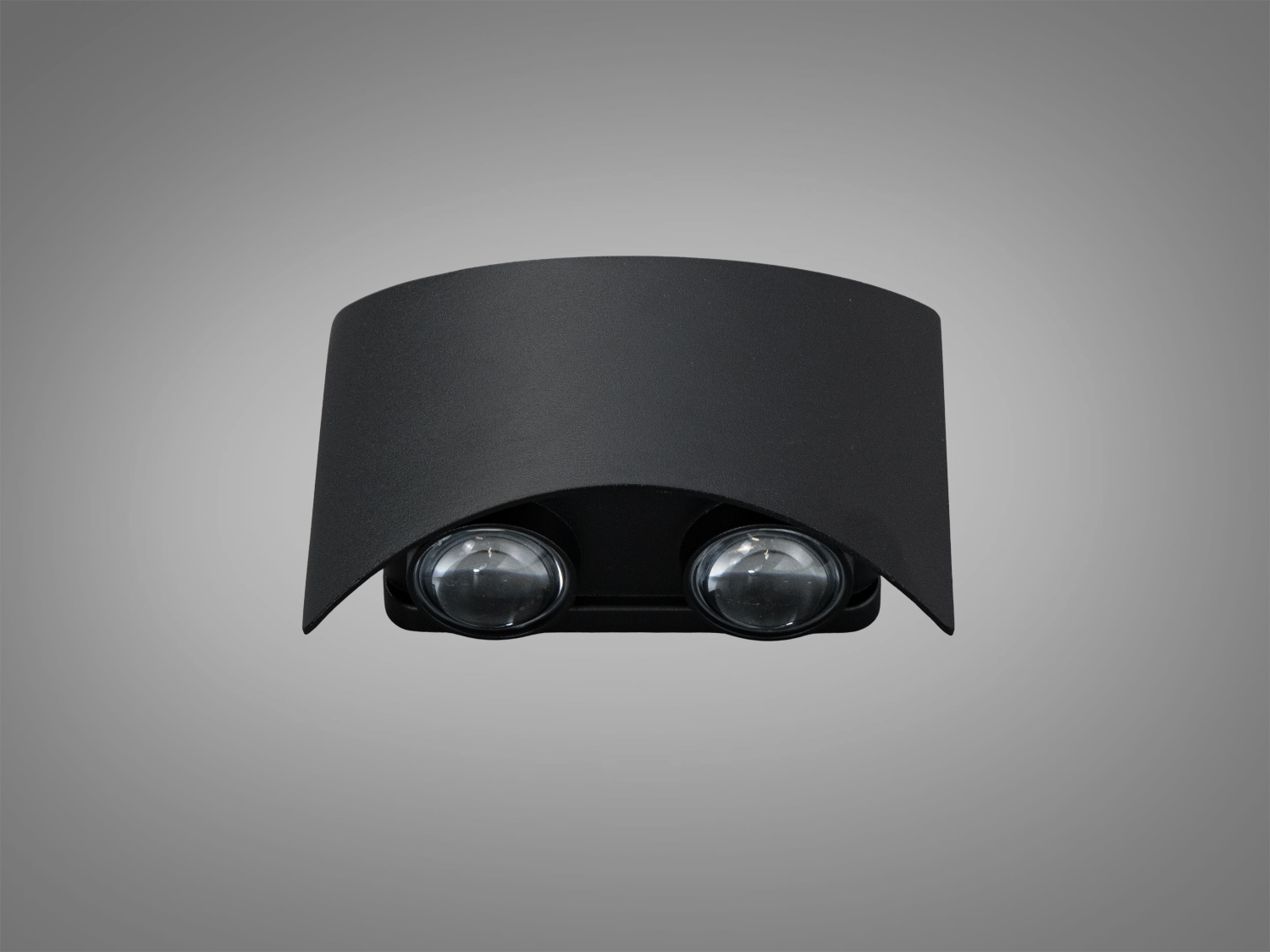 Компактний настінний світильник з двома лінзами, чорний корпус, ідеальний для акцентного освітлення.