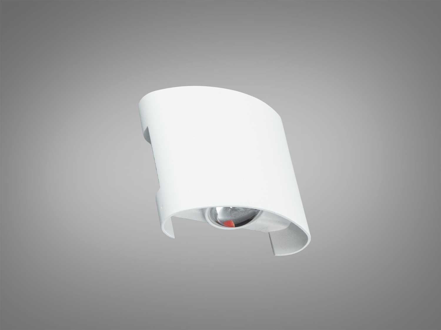 Білий настінний світильник циліндричної форми з акцентом на мінімалістичний дизайн. Використовується для створення м′якого освітлення в приміщенні.