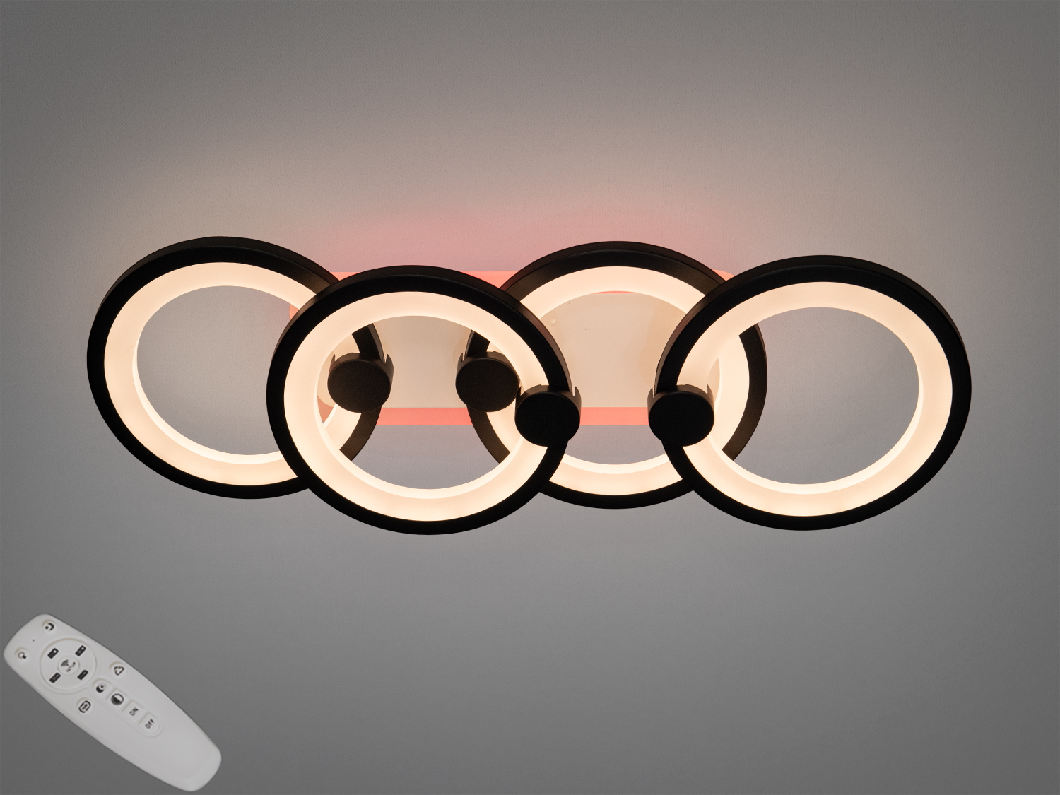 Сучасна ЛЕД люстра кільця з пультом, дімером і підсвічуванням, 65W, чорна. Ідеальна для будь-якого інтер′єру.