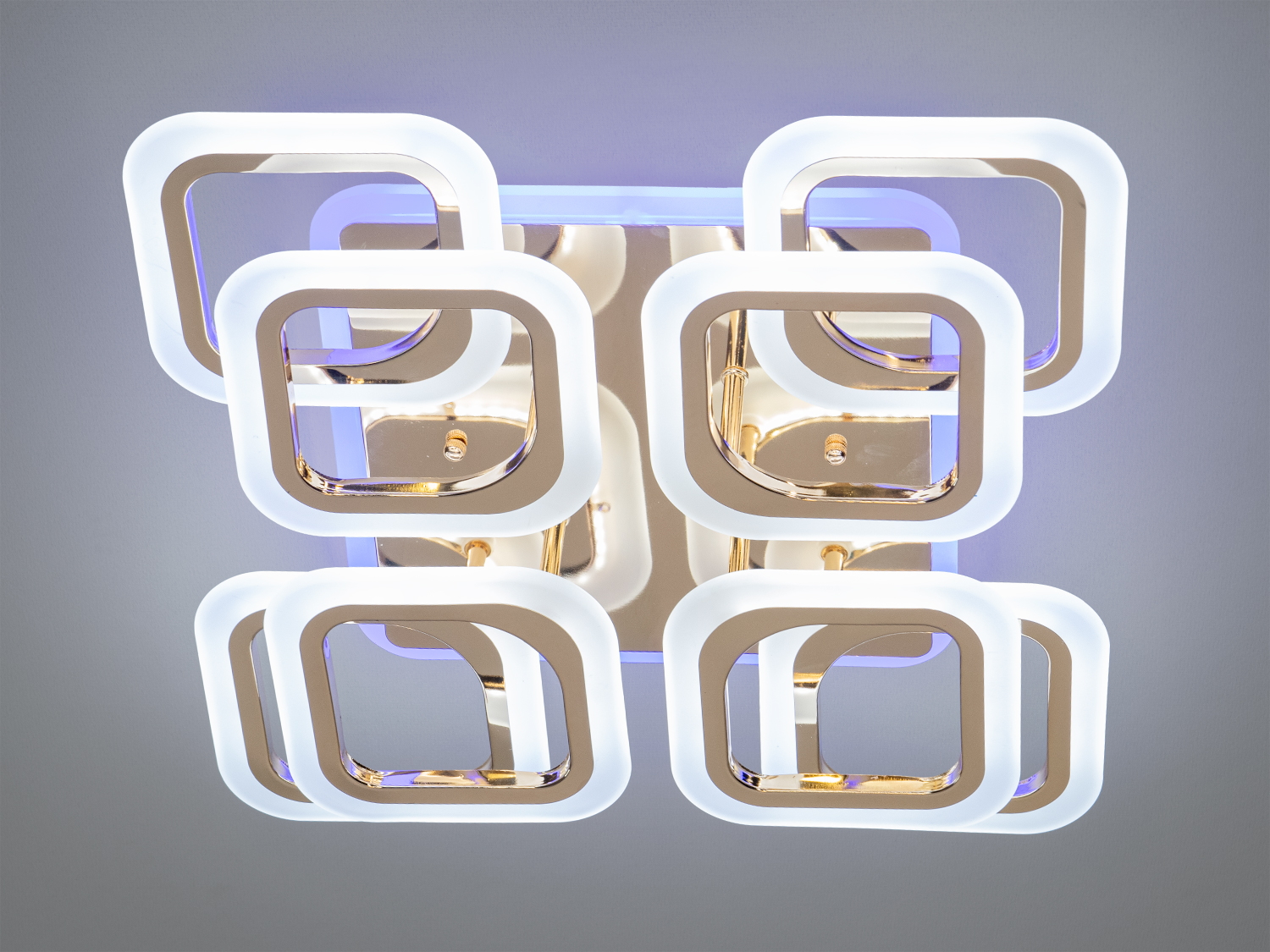 Стельова LED люстра з пультом, диммером і підсвічуванням, 110W, хром