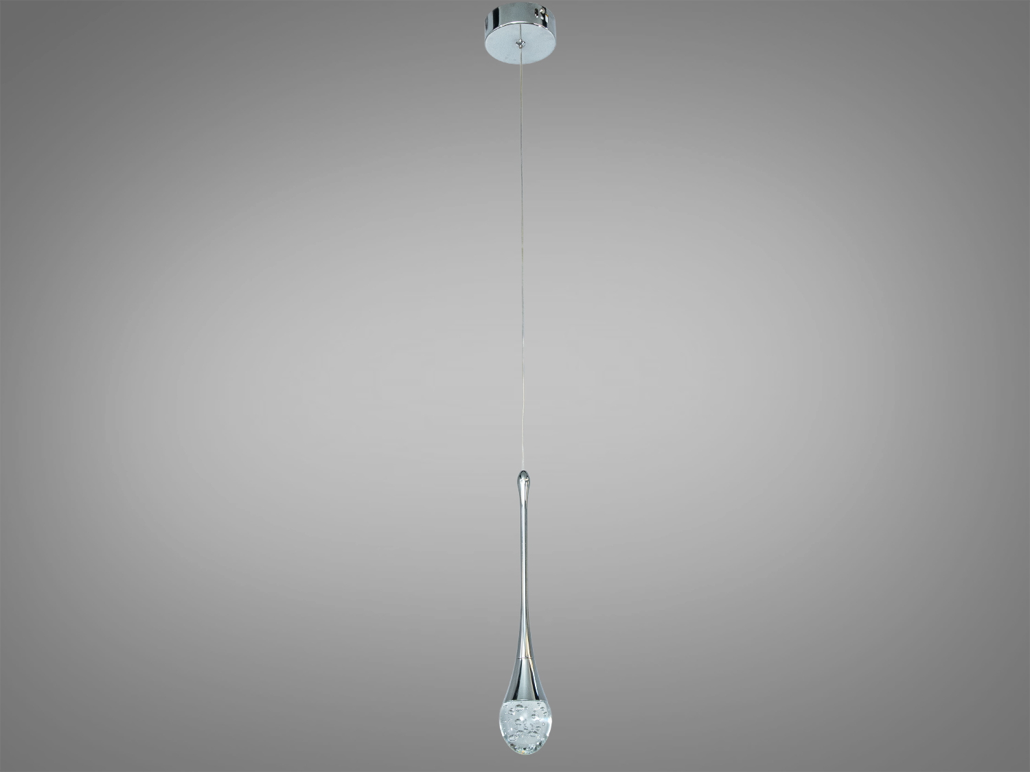 Підвісний світильник з довгим кабелем для регульованого монтажу, краплеподібний дизайн з блискучим скляним елементом. Ідеальний для високих стель.