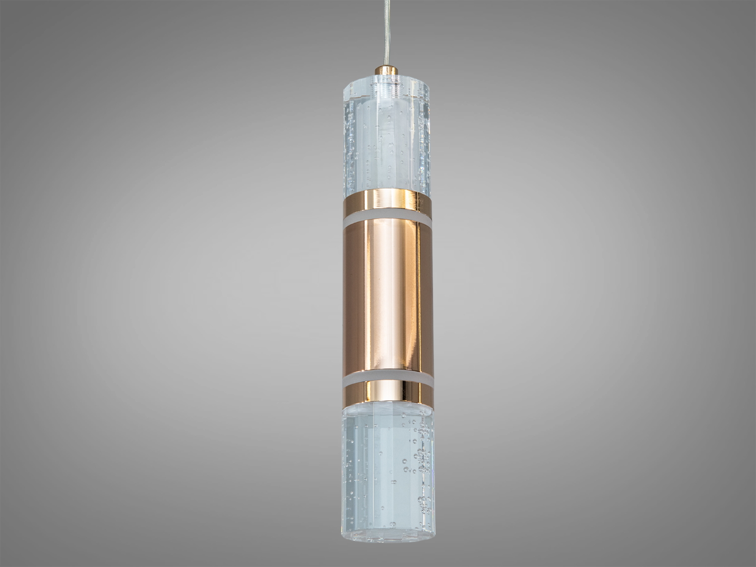 Підвісний світильник з акриловими елементами, що створюють ефект бульбашок, підходить для вітальні або офісу.