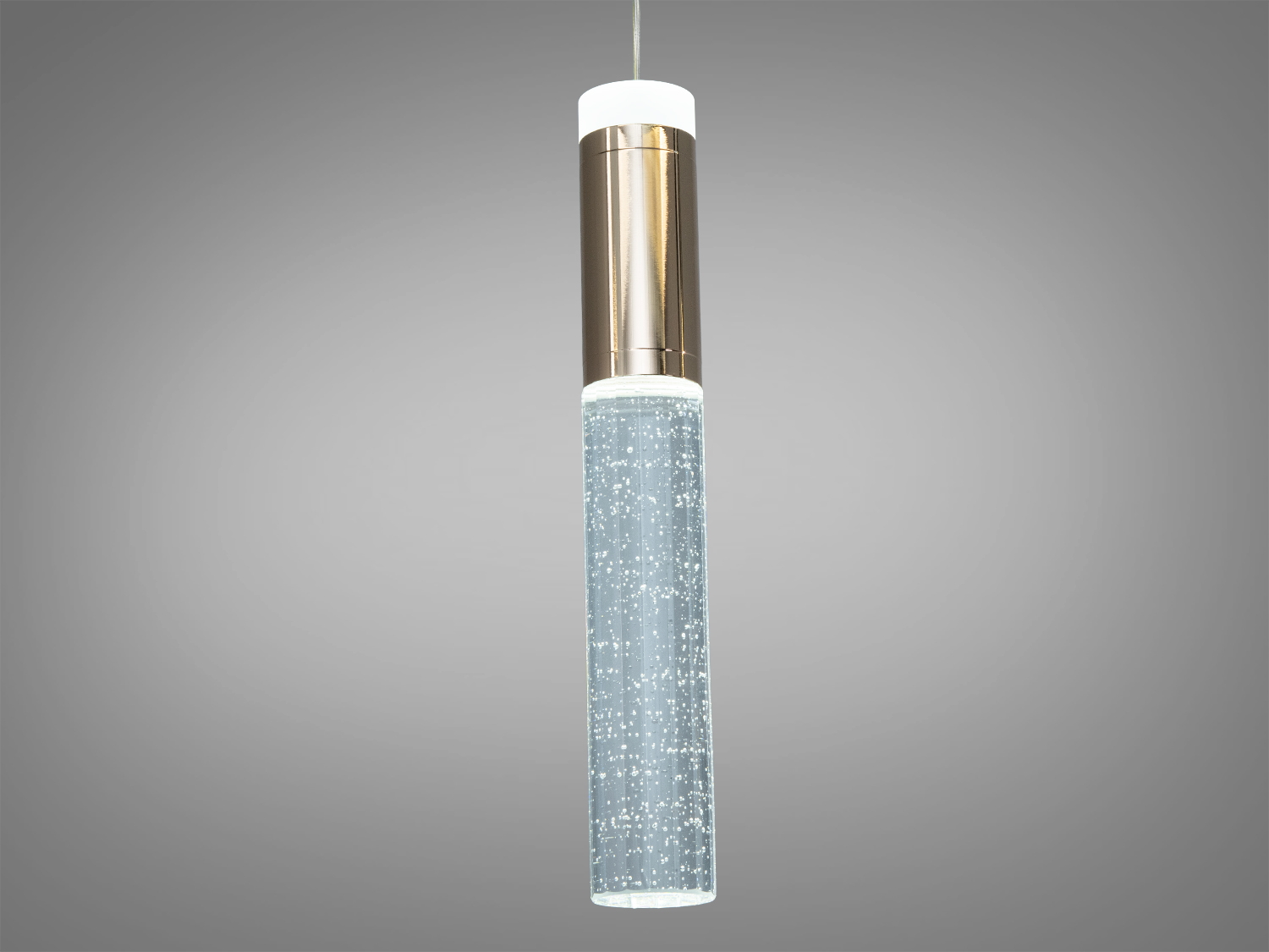 Одинарний LED-підвіс у золоті з акрилом з бульбашками. 4 Вт, 220 лм, регулювання висоти — для акцентного освітлення вітальні, кухні чи спальні.