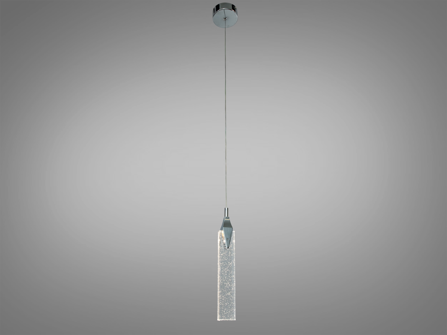 Світильник підвісний з довгим кабелем для високих стель. Прозорий акрил з мерехтливим ефектом, ідеальний для віталень або холів.