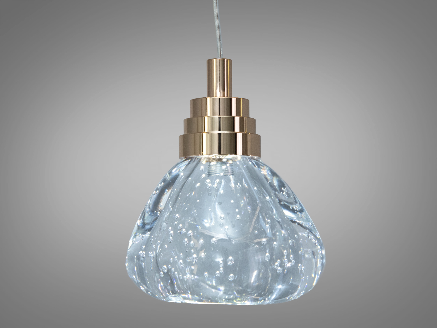 Акриловий світильник з бульбашками, золотистий патрон, компактний дизайн. Підходить для невеликих просторів, додає стильний акцент.