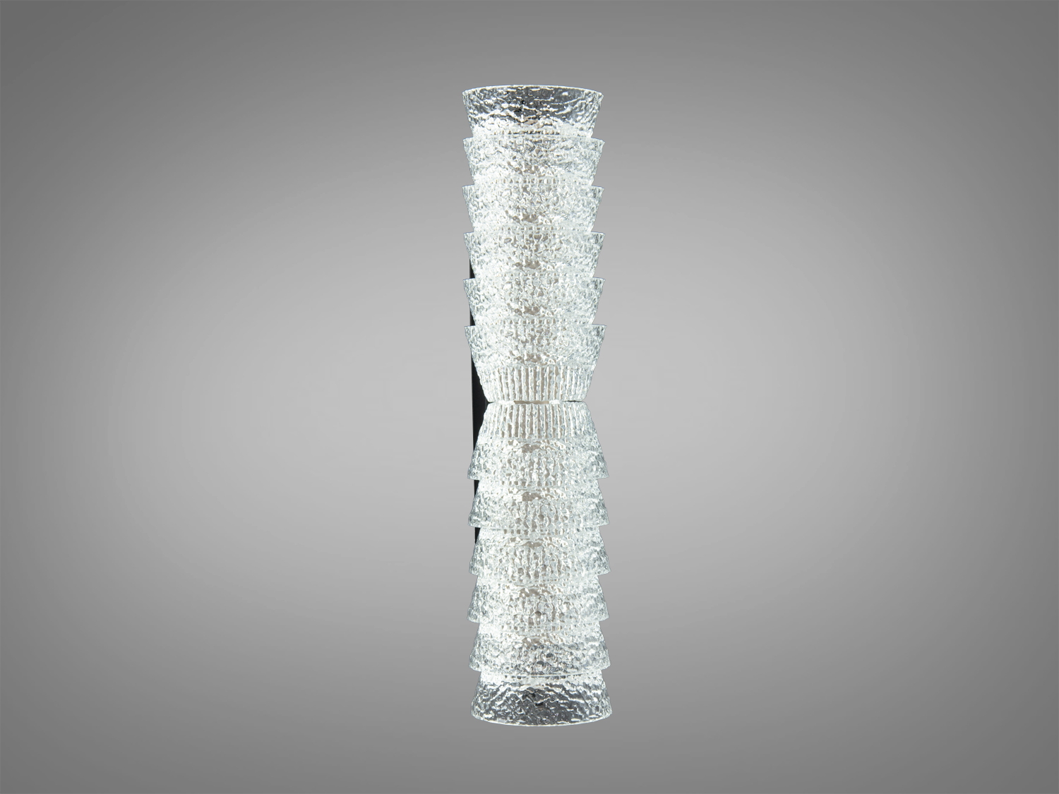 Лінійний світильник з чорним металевим корпусом та рельєфним акрилом, що створює ефект хвиль. Ідеально для освітлення вітальні.