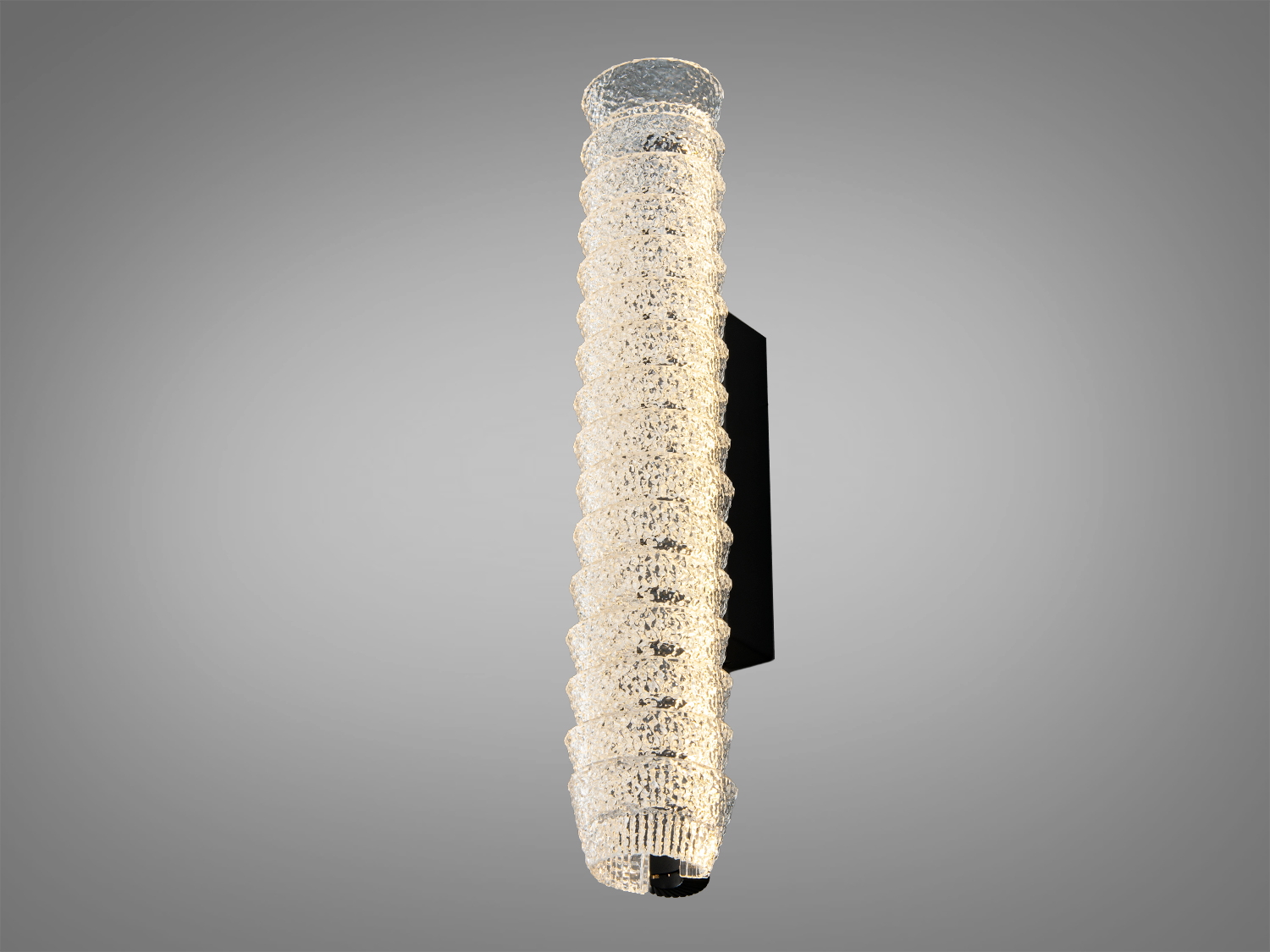 Лінійний світильник з чорним металевим корпусом та рельєфним акрилом, що створює ефект хвиль. Ідеально для освітлення вітальні.