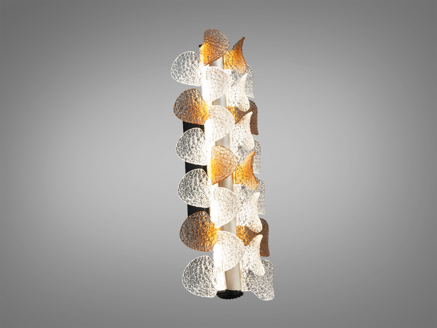 Настінний світильник з прозорим рельєфним акрилом, що нагадує хвилі, в чорному корпусі. Підходить для сучасного інтер′єру.