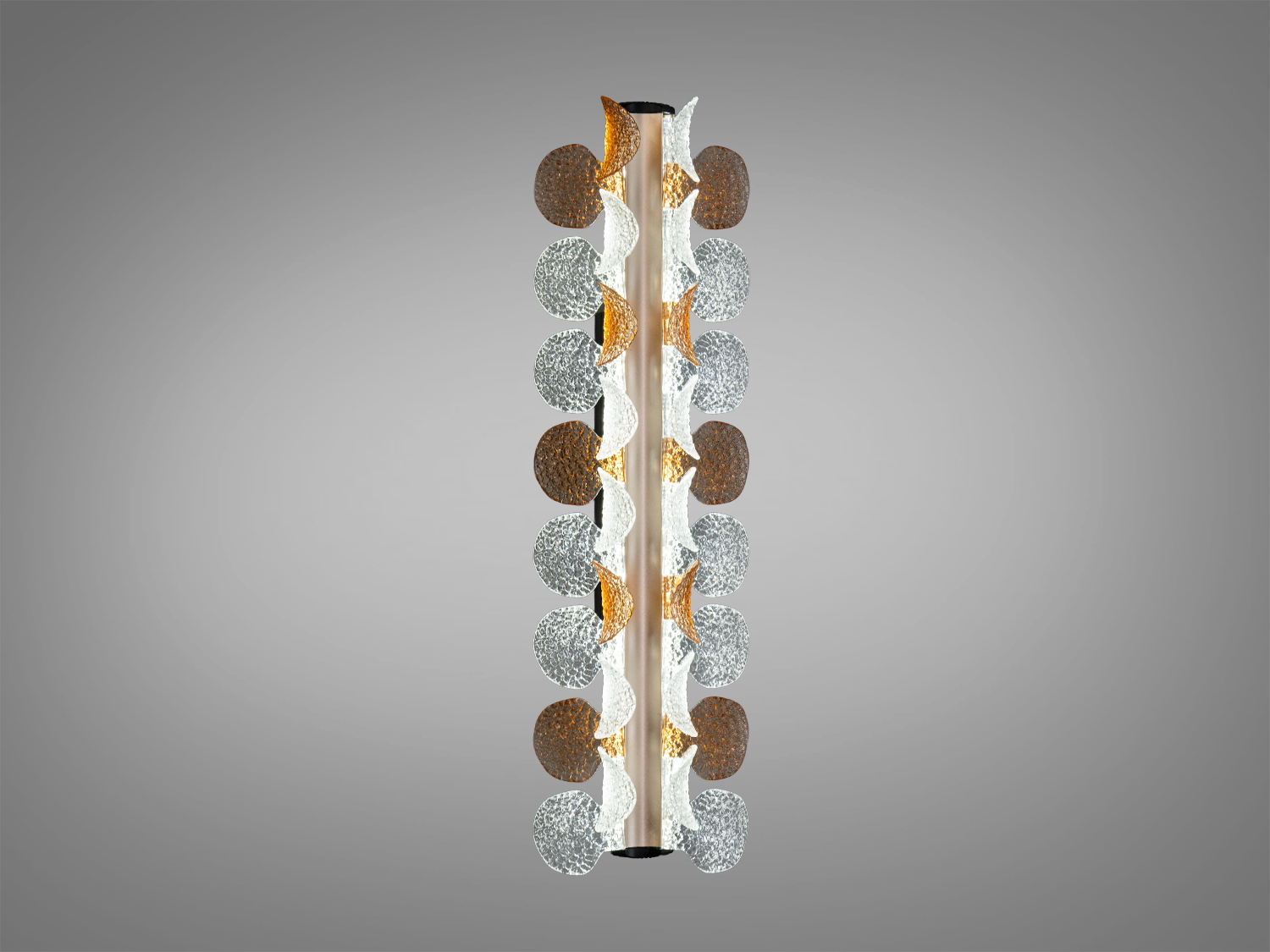 Лінійний світильник з чорним металевим корпусом та рельєфним акрилом, що створює ефект хвиль. Ідеально для освітлення вітальні.