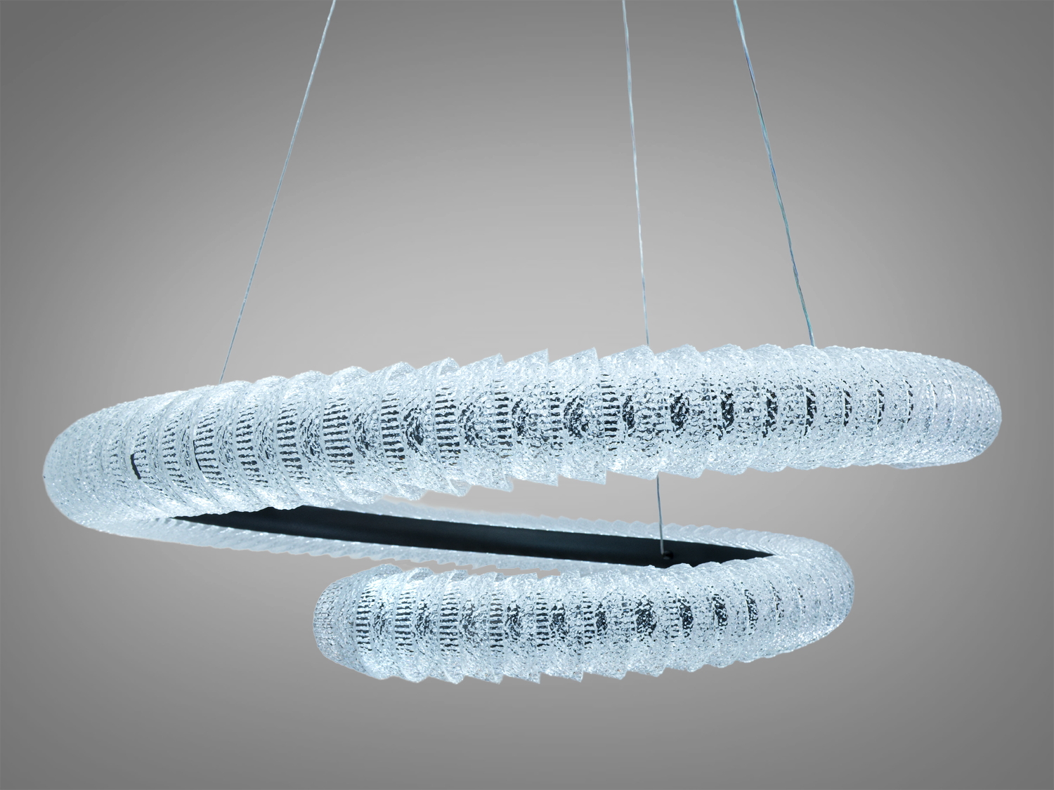 Світильник спіральної форми з прозорого акрилу, підвісний монтаж, підходить для вітальні.