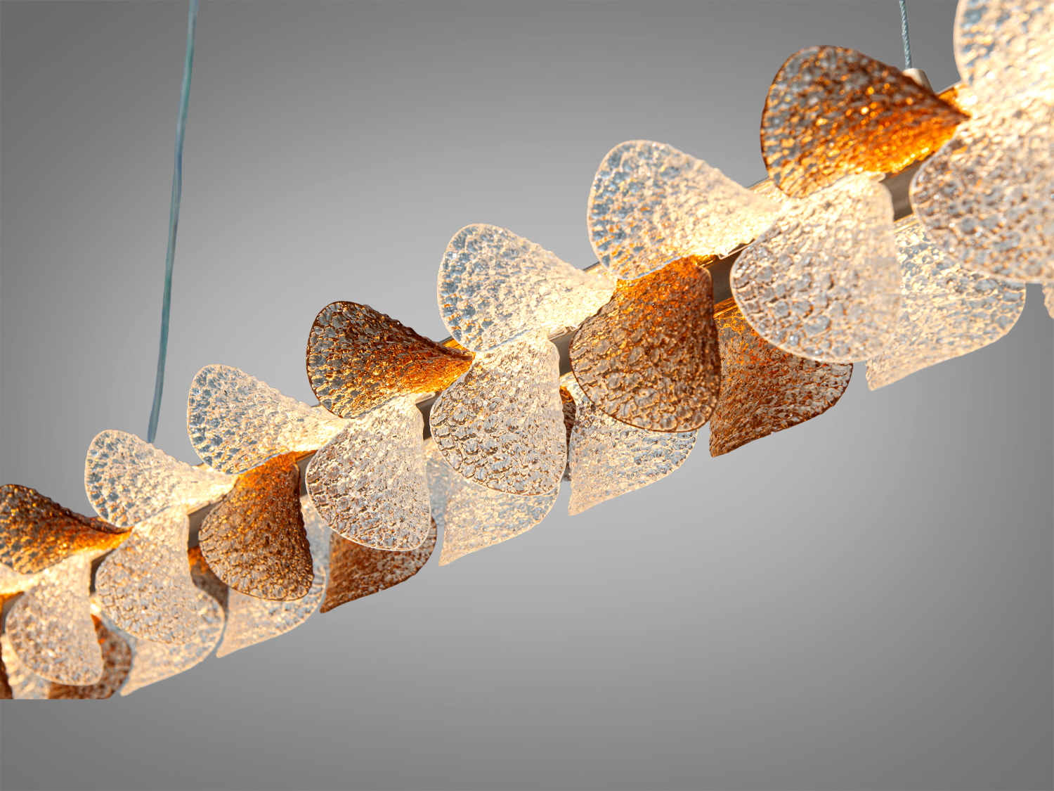 Підвісна LED люстра шампань 55Вт пульт 3 режими