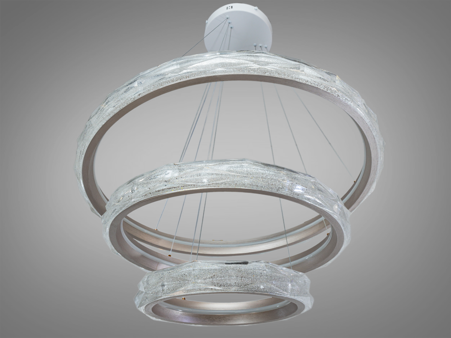 Підвісна люстра LED Diasha шампань 3 кільця 170Вт пульт