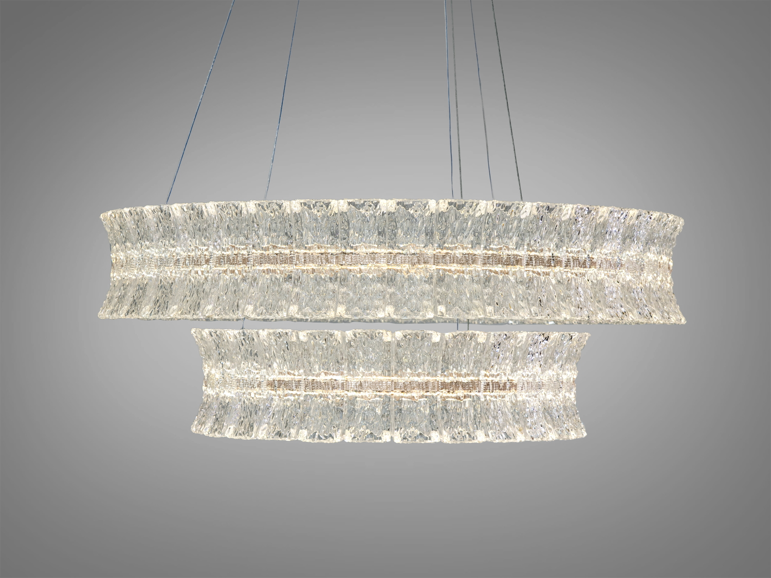 Світильник з двома акриловими кільцями, підвісний монтаж. Ідеально підходить для освітлення вітальні.