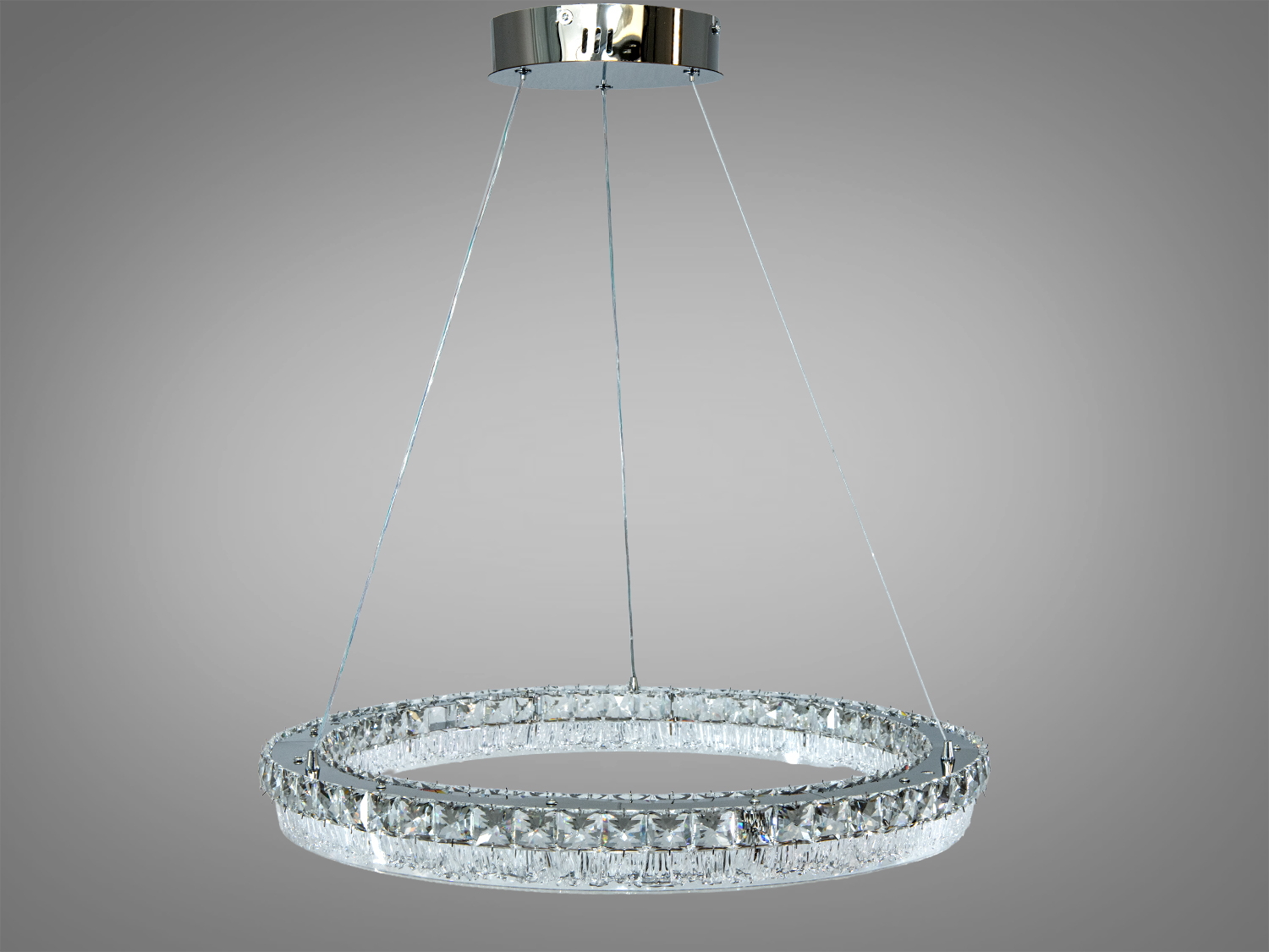 Підвісна люстра з прозорим акрилом, світлодіодне освітлення, кругла форма, стельовий монтаж, для сучасних просторів.