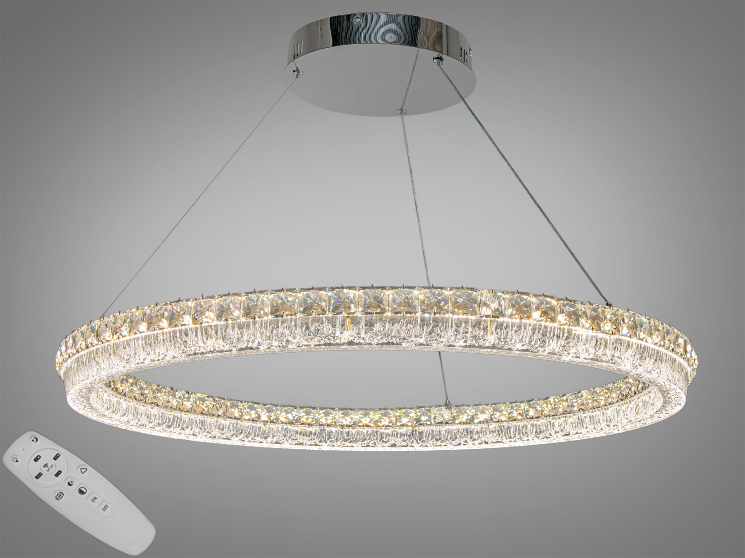 Підвісна LED люстра кільце хром 130W