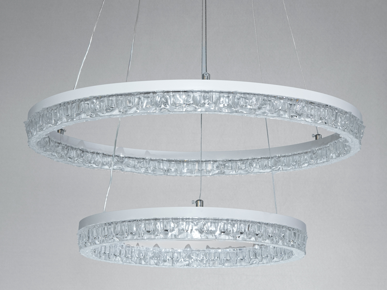 Світлодіодна підвісна люстра 2 кільця 85 Вт біла