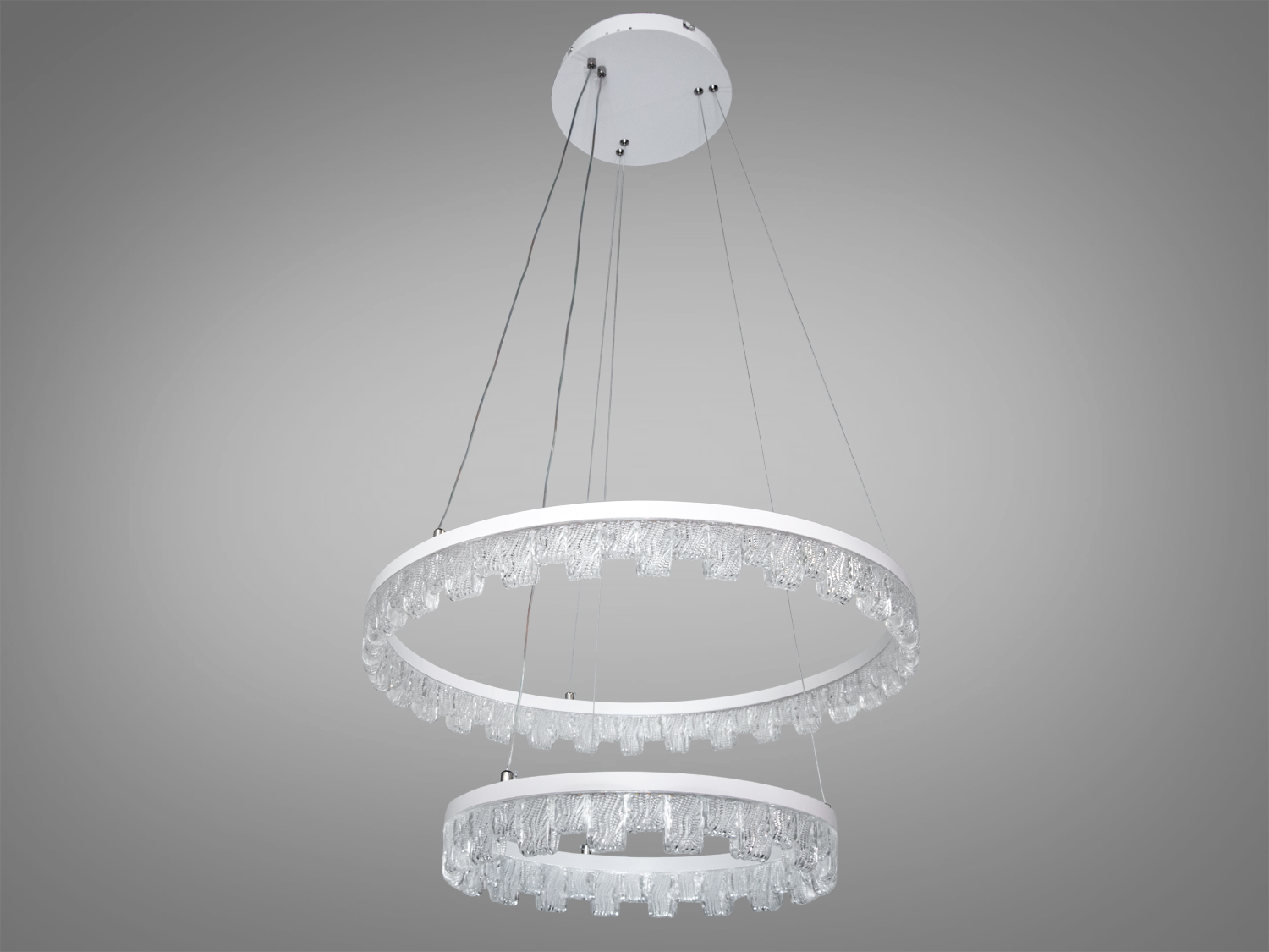 Підвісна люстра з двома кільцями, прикрашеними прозорими кришталевими елементами, підходить для сучасного інтер′єру, підвісний монтаж.