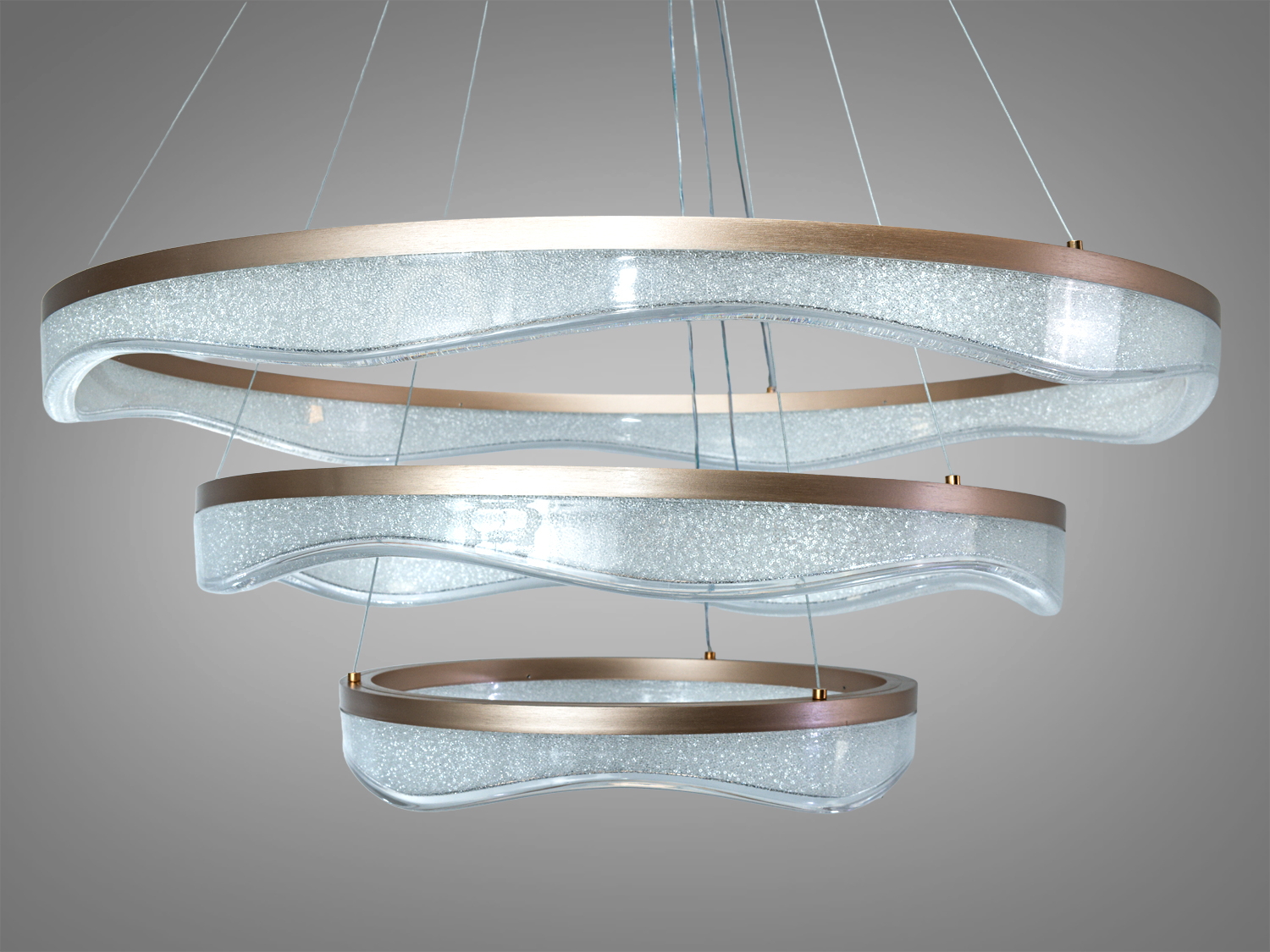 Підвісна LED люстра з пультом шампань 122 Вт