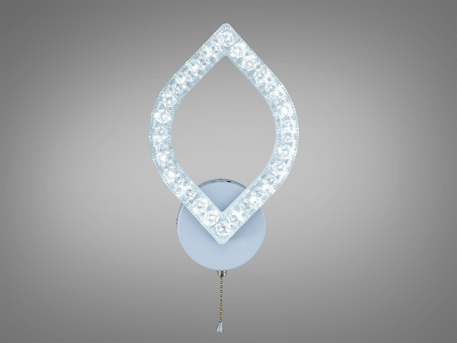 Настінний світильник з LED підсвіткою, форма листа, білий корпус, підходить для сучасного інтер′єру.