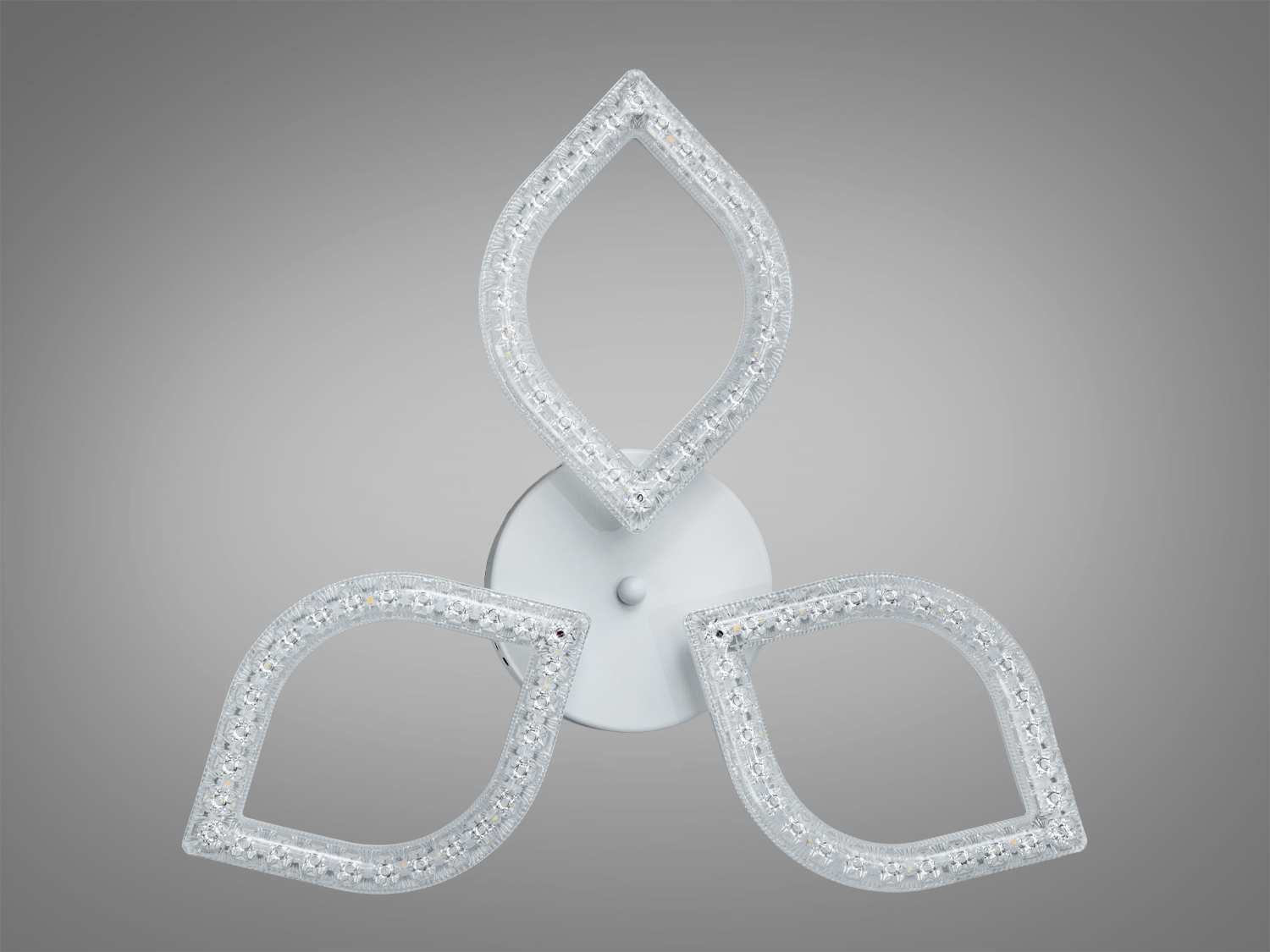 Світильник із трьома LED-елементами у формі листків, призначений для стельового монтажу. Використовується для створення стильного освітлення.