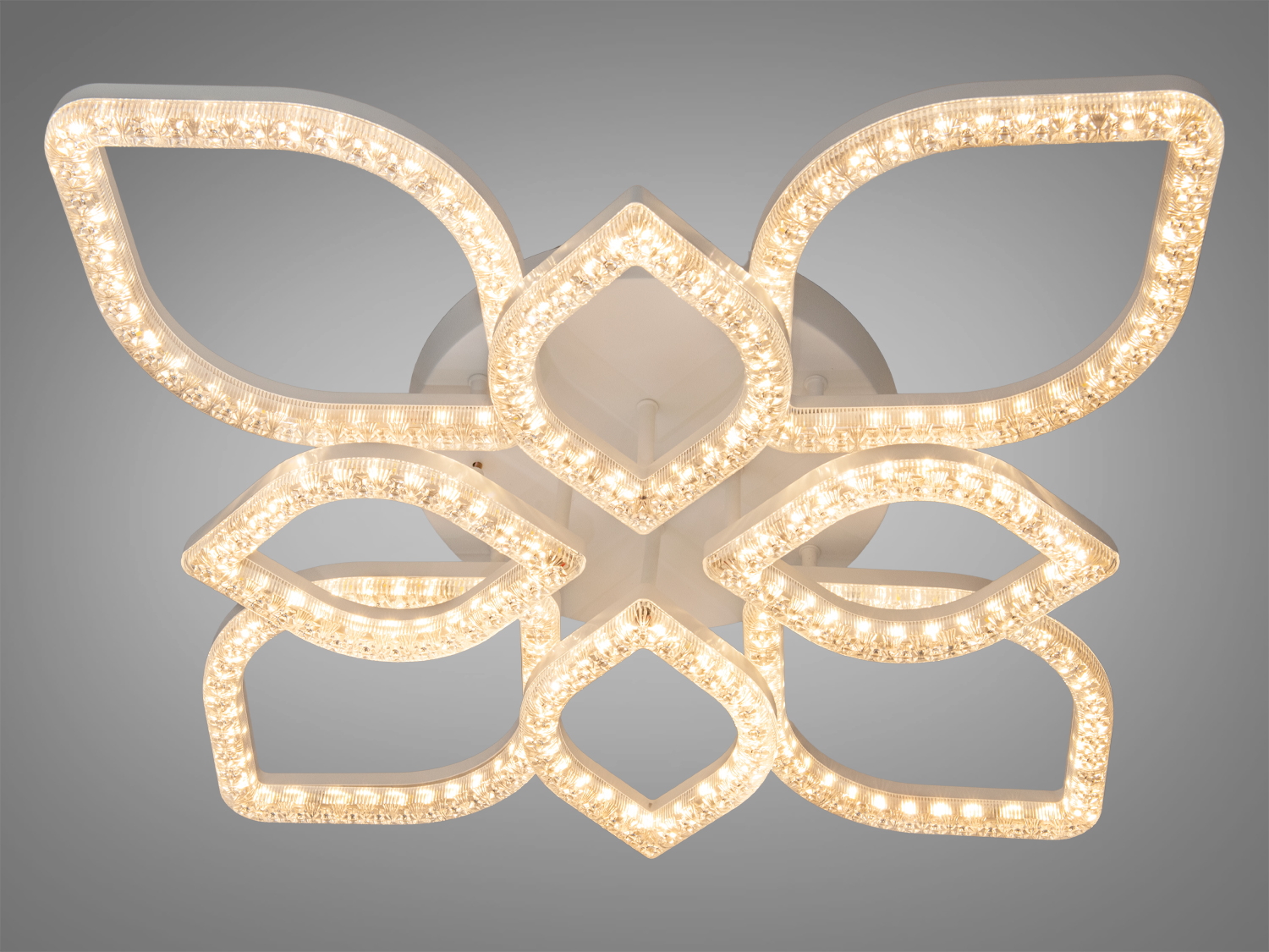 Біла стельова LED-люстра Diasha MX4773, 140 Вт, 8 акрилових плафонів, без пульта. Накладний монтаж, сучасний дизайн, орієнтовно для приміщень до 25 м².