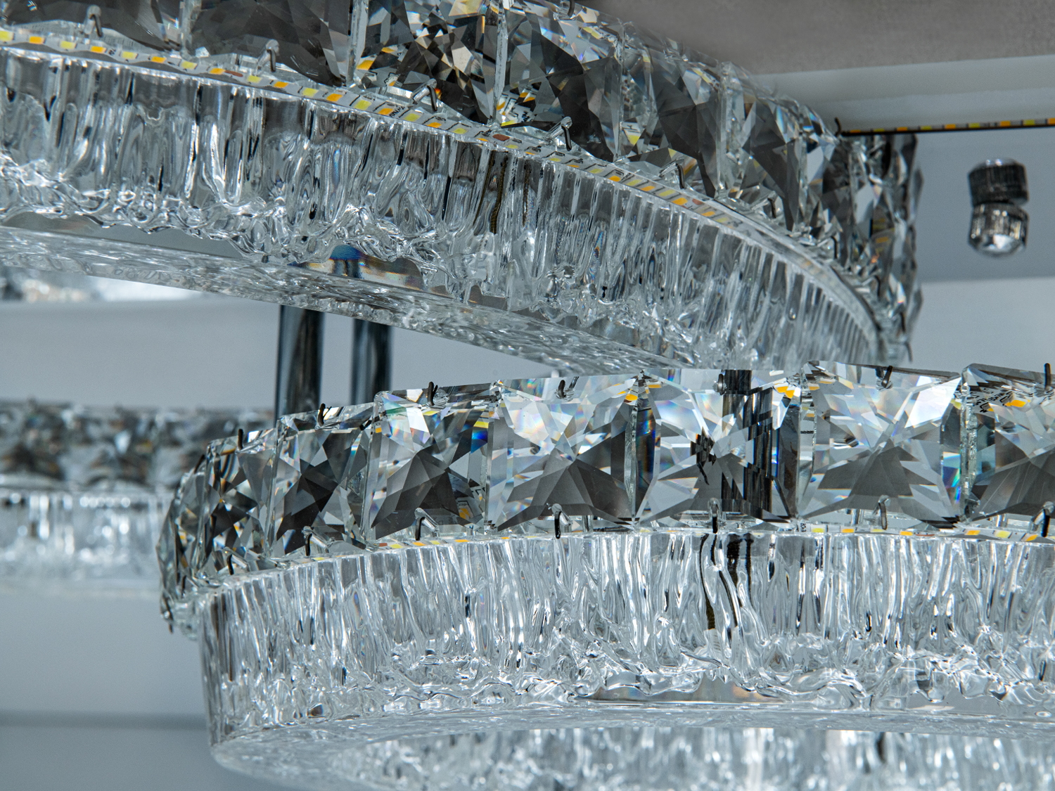 Стельова LED люстра кільця хром 140W пульт