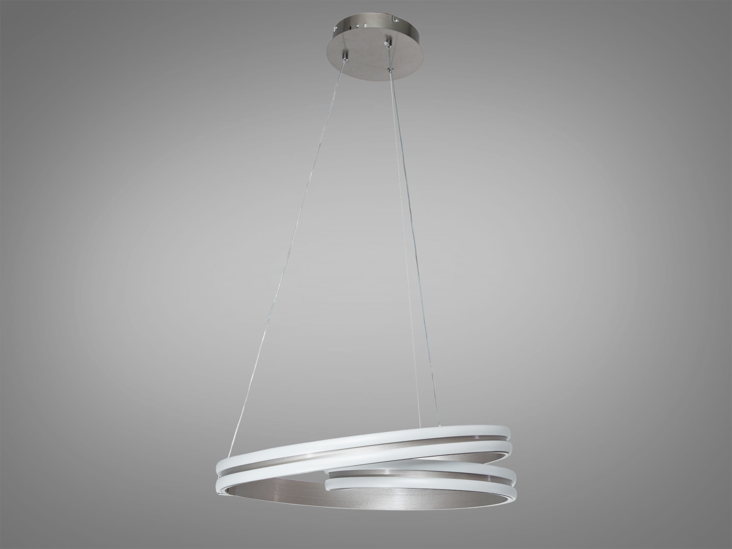 Світильник підвісний з круглими елементами, що світяться, на металевих тросах. Ідеальний для мінімалістичних приміщень.