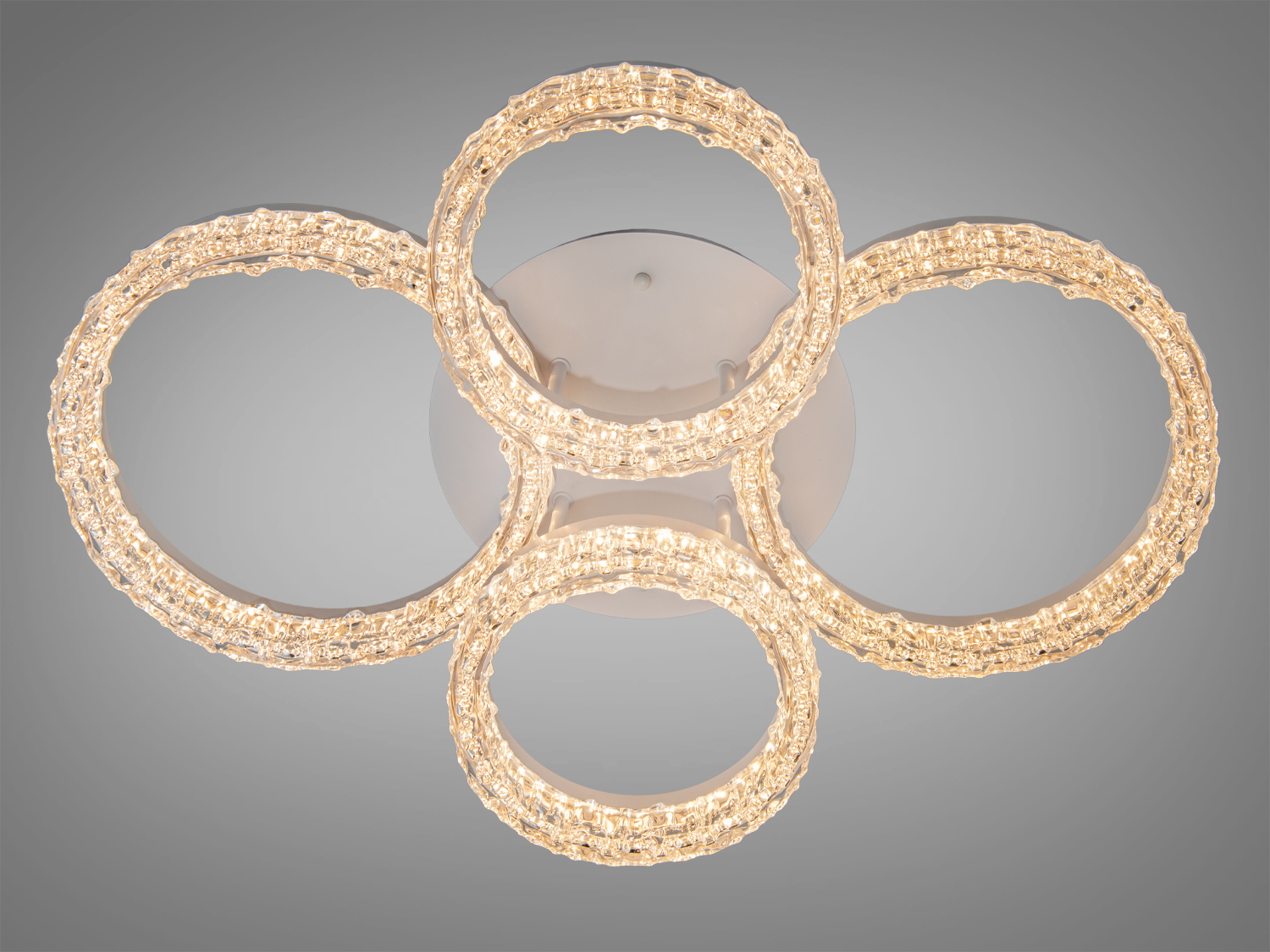 Стельова LED-люстра Diasha MX78202-2+2 біла 106 Вт, 4 акрилові кільця, без пульта. Рівномірне освітлення кімнат до приблизно 20 кв. м.