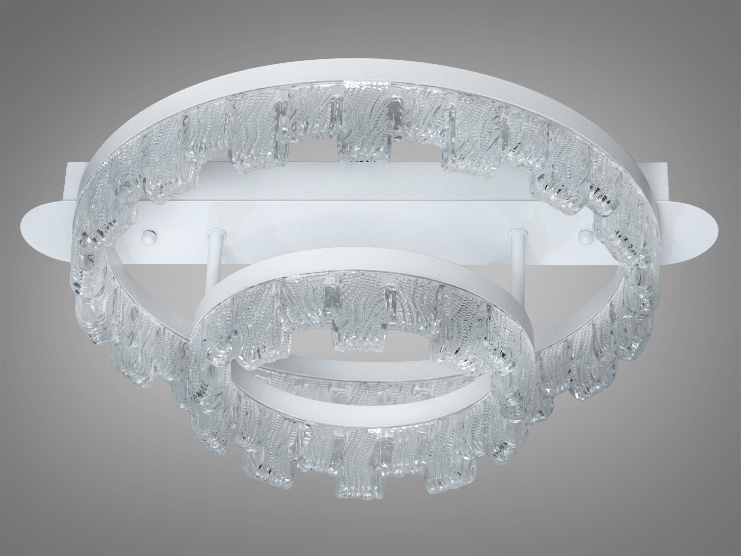 Стельова LED-люстра Diasha з двома кільцями 55 Вт, біла, акрил. Підходить як основне освітлення для 9–10 м², керування від настінного вимикача без пульта.