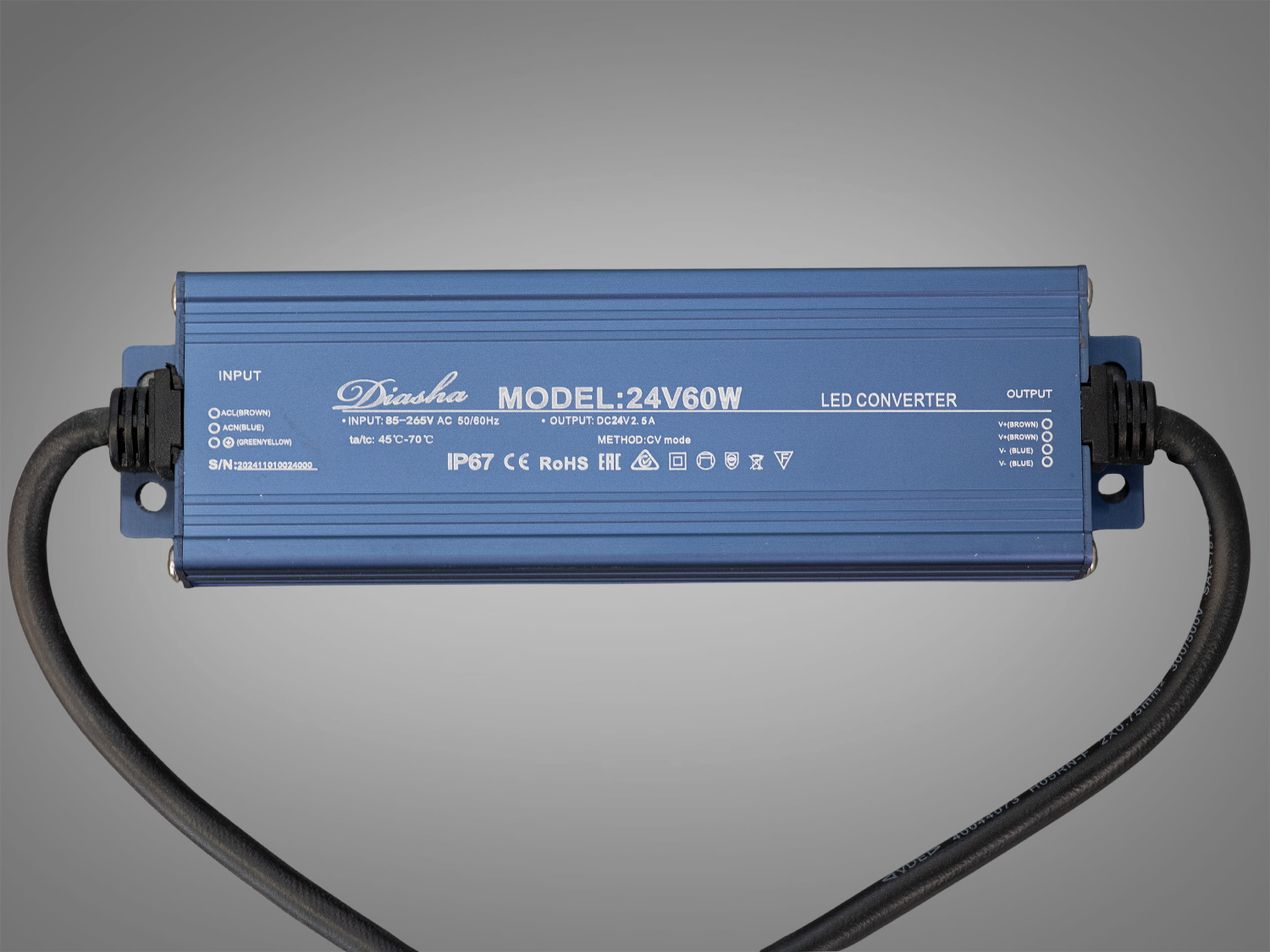 Блок живлення 24 В, для підключення LED стрічки, 60Вт, 2.5А