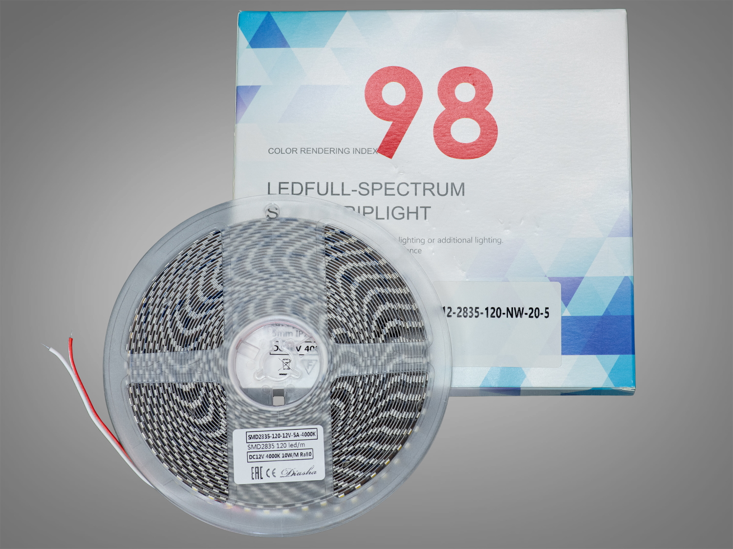 LED стрічка 12В, 120 діодів на метр, 5мм, нейтральний