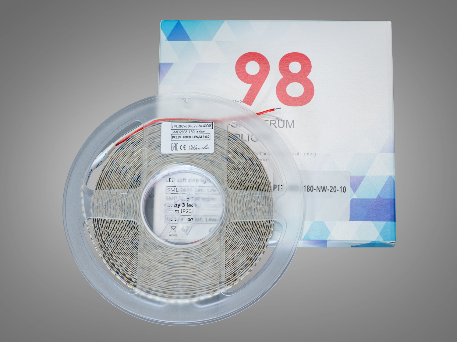 LED стрічка 12В, 180 діодів на метр, 10мм, нейтральний