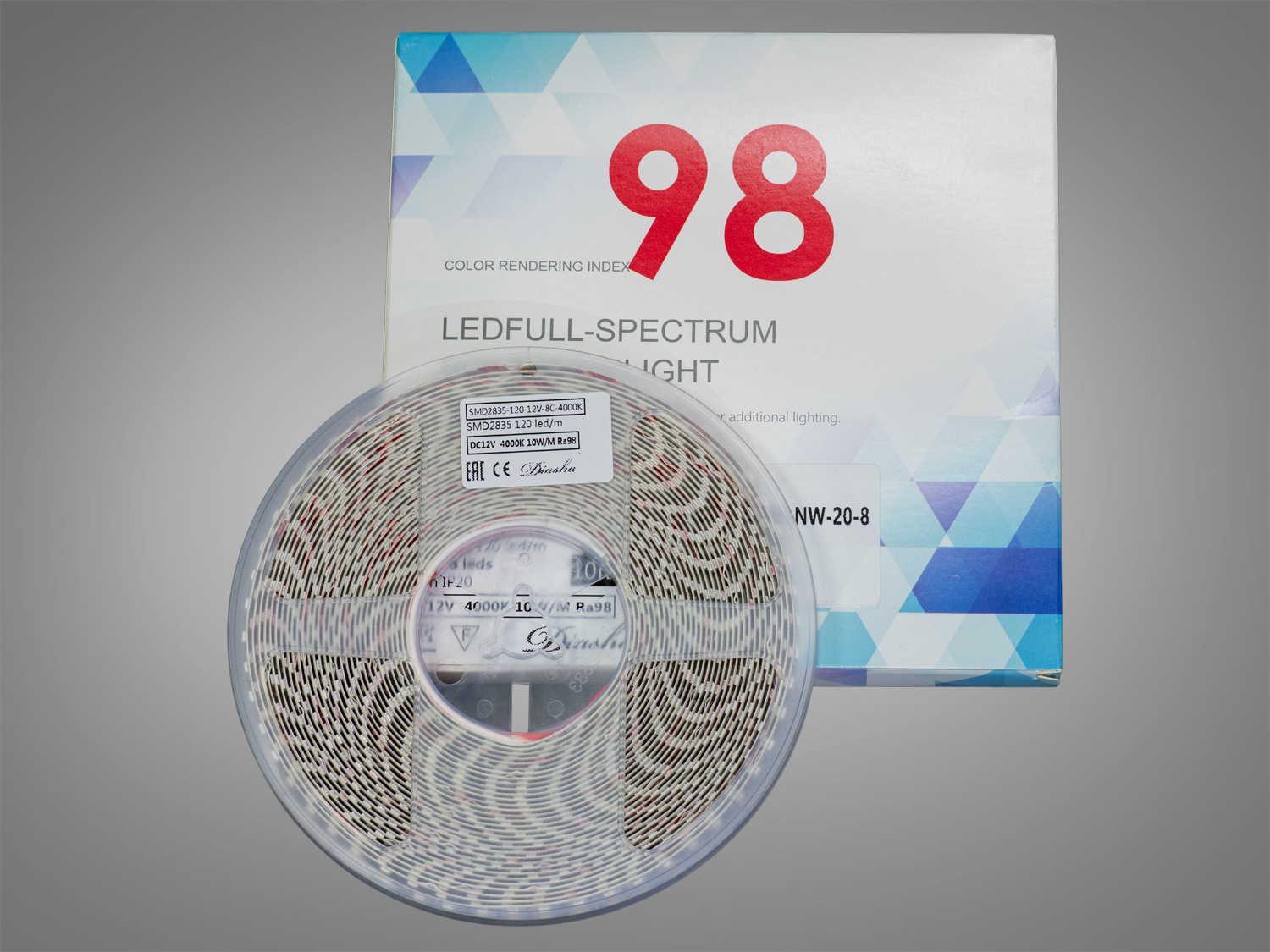 LED стрічка 12В, 120 діодів на метр, 8мм, нейтральний