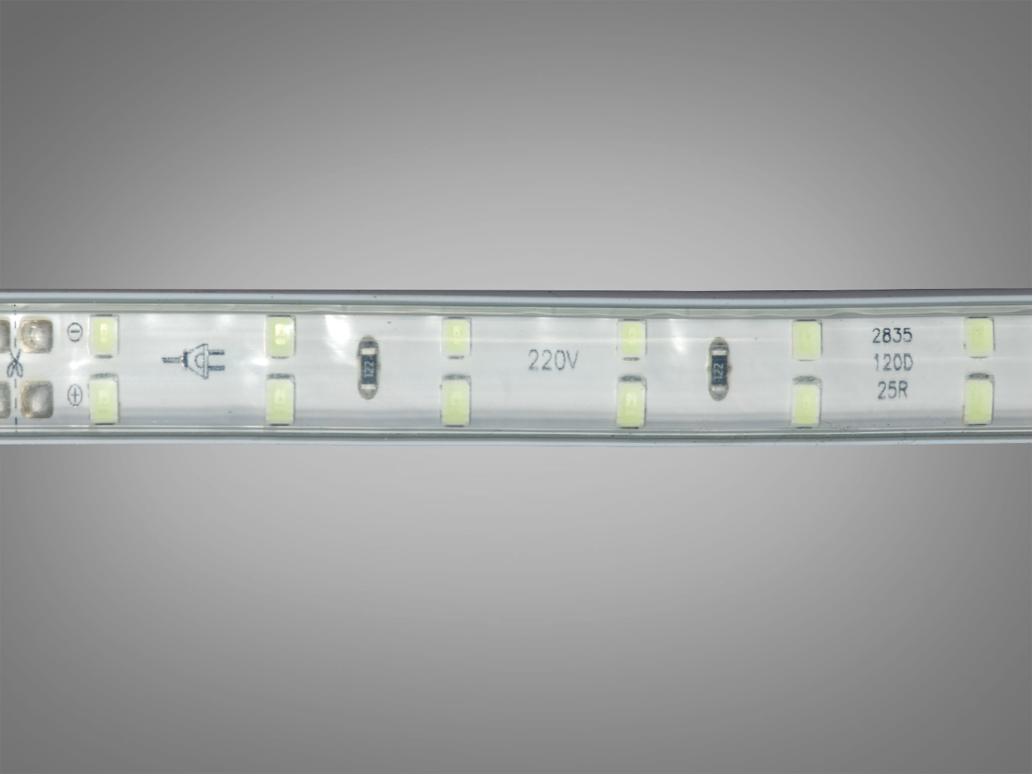 LED стрічка 220в, 120 шт/м, герметична, 10мм, блакитний