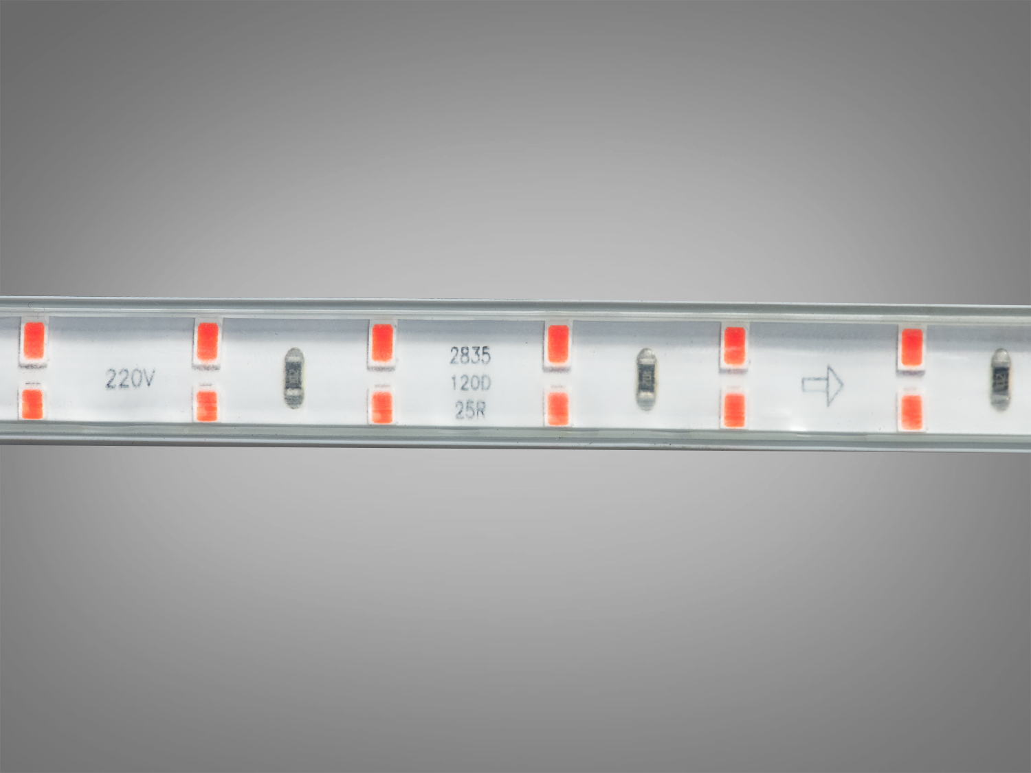 LED стрічка 220в, 120 шт/м, герметична, 12мм, червоний