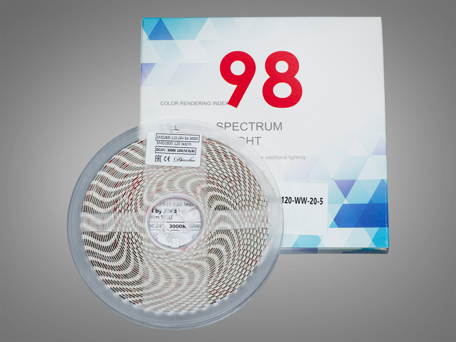 LED стрічка 24В, 120 діодів на метр, 5мм, теплий