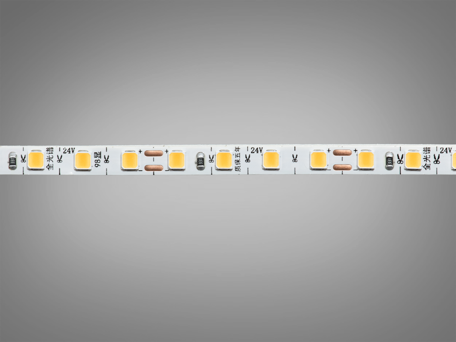 LED стрічка 24В, 120 діодів на метр, 5мм, теплий