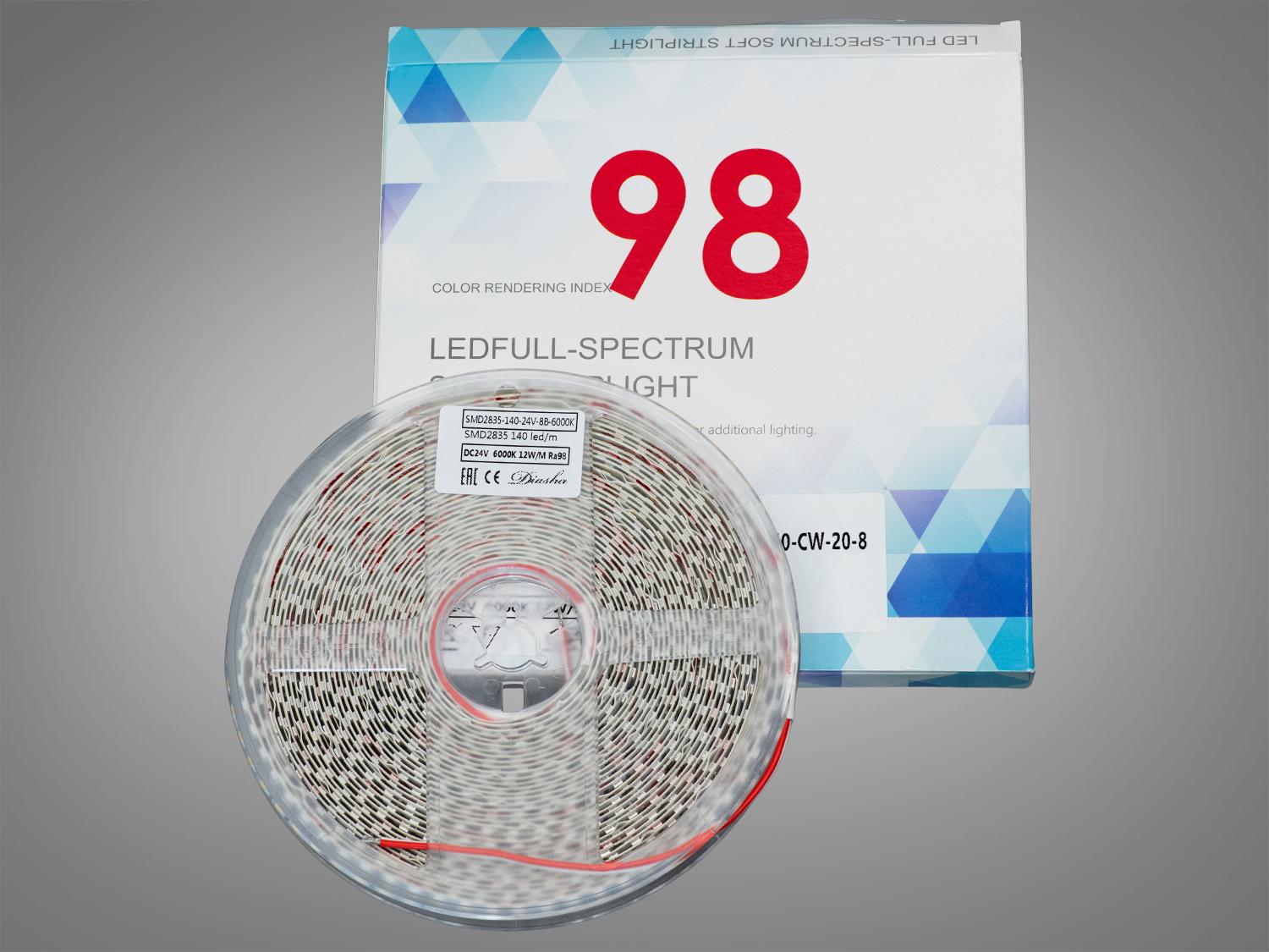 LED стрічка 24В, 140 діодів на метр, 8мм, холодний