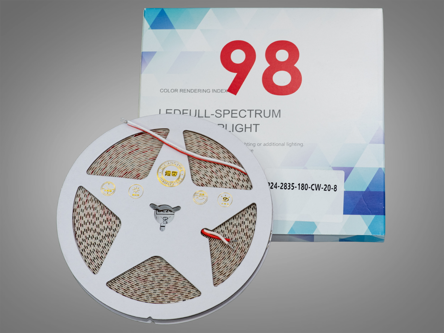 LED стрічка 24В, 180 діодів на метр, 8мм, холодний