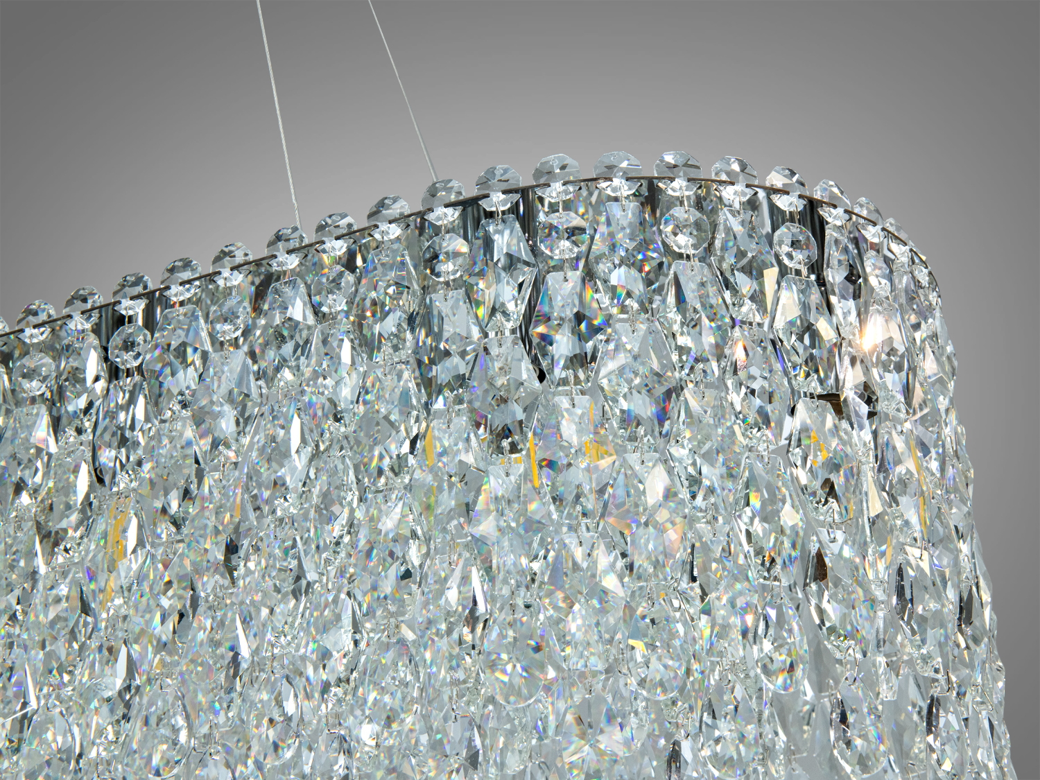 Люстра хрустальна овальна хром 12xE14