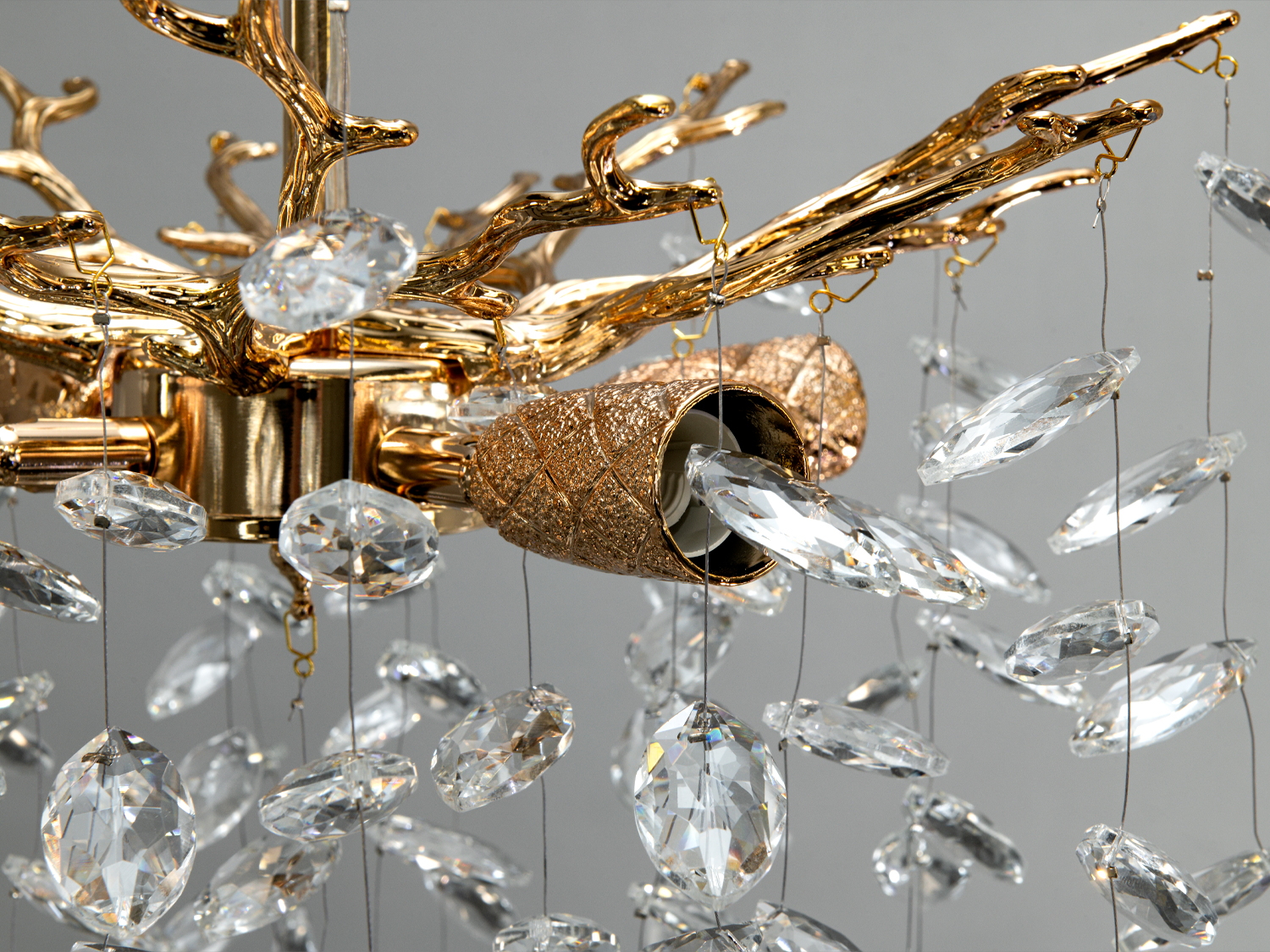 Підвісна кришталева люстра золото 4xE14 8 м²