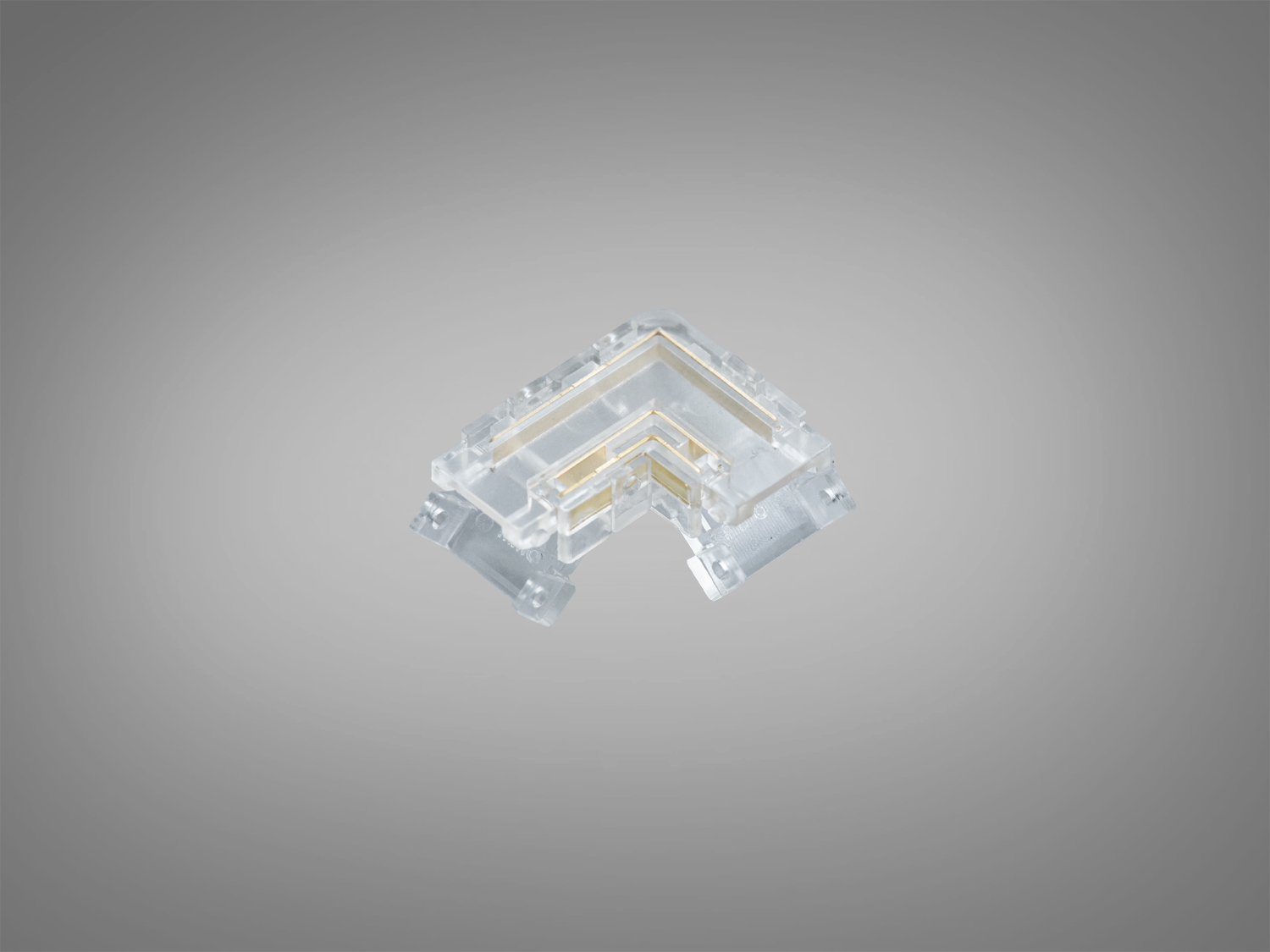 Прозорий кутовий конектор 3pin 8 мм для COB LED стрічки. Швидкий безпайковий монтаж і майже непомітний стик, сумісний з адресними 8 мм стрічками.