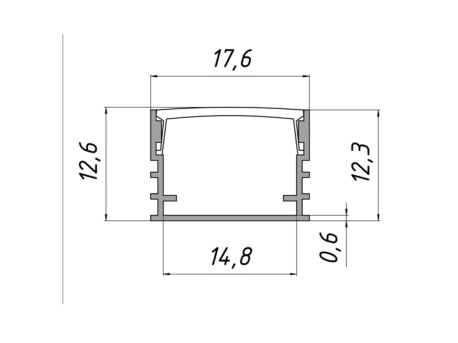 Профіль LED стрічки Diasha накладний 2 м 17x12 мм (ціна за 2 метри)